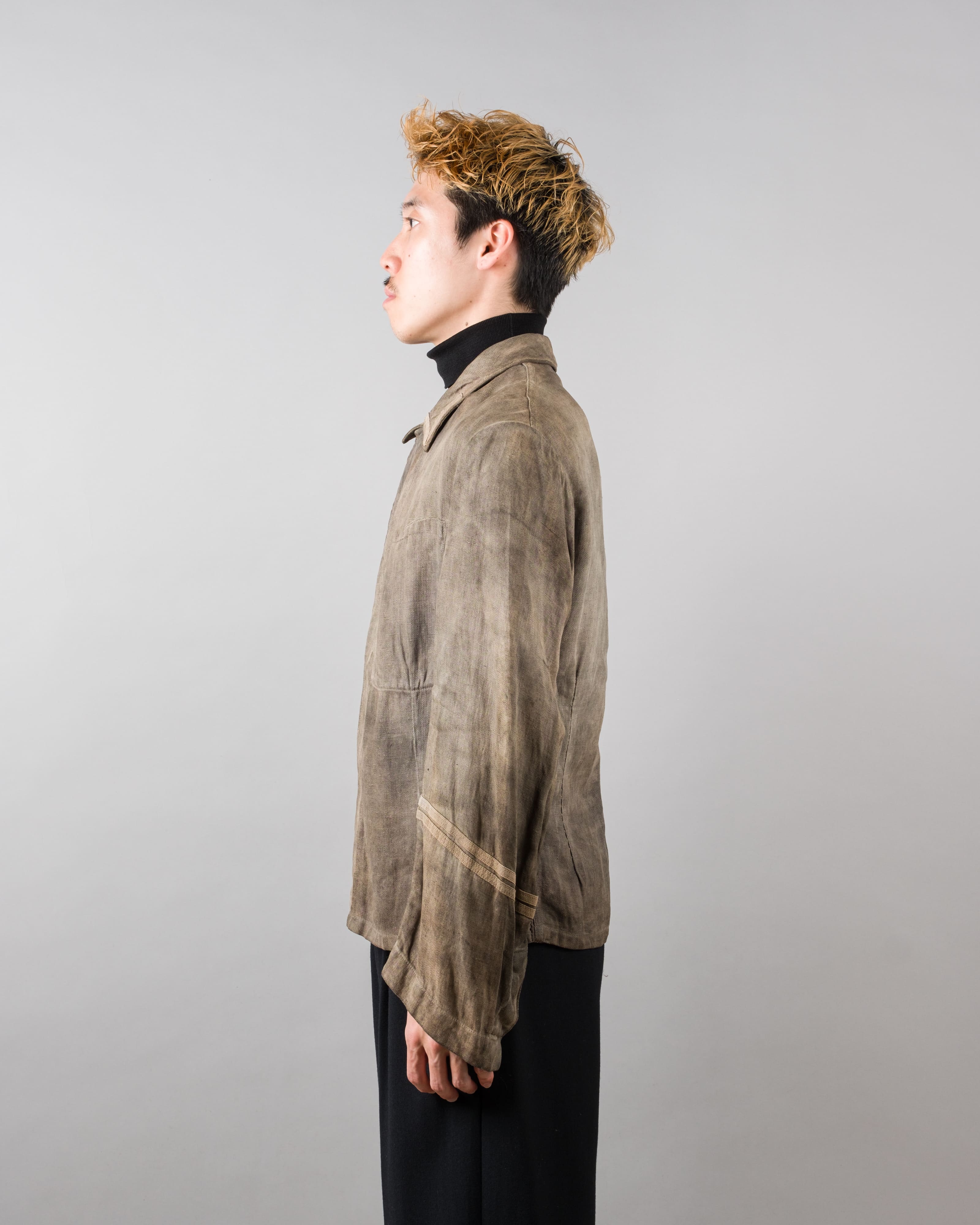 【~30's】German Air Force Gray Drillich HBT Linen Work Jacket "Unusual Color" "Luftwaffe"