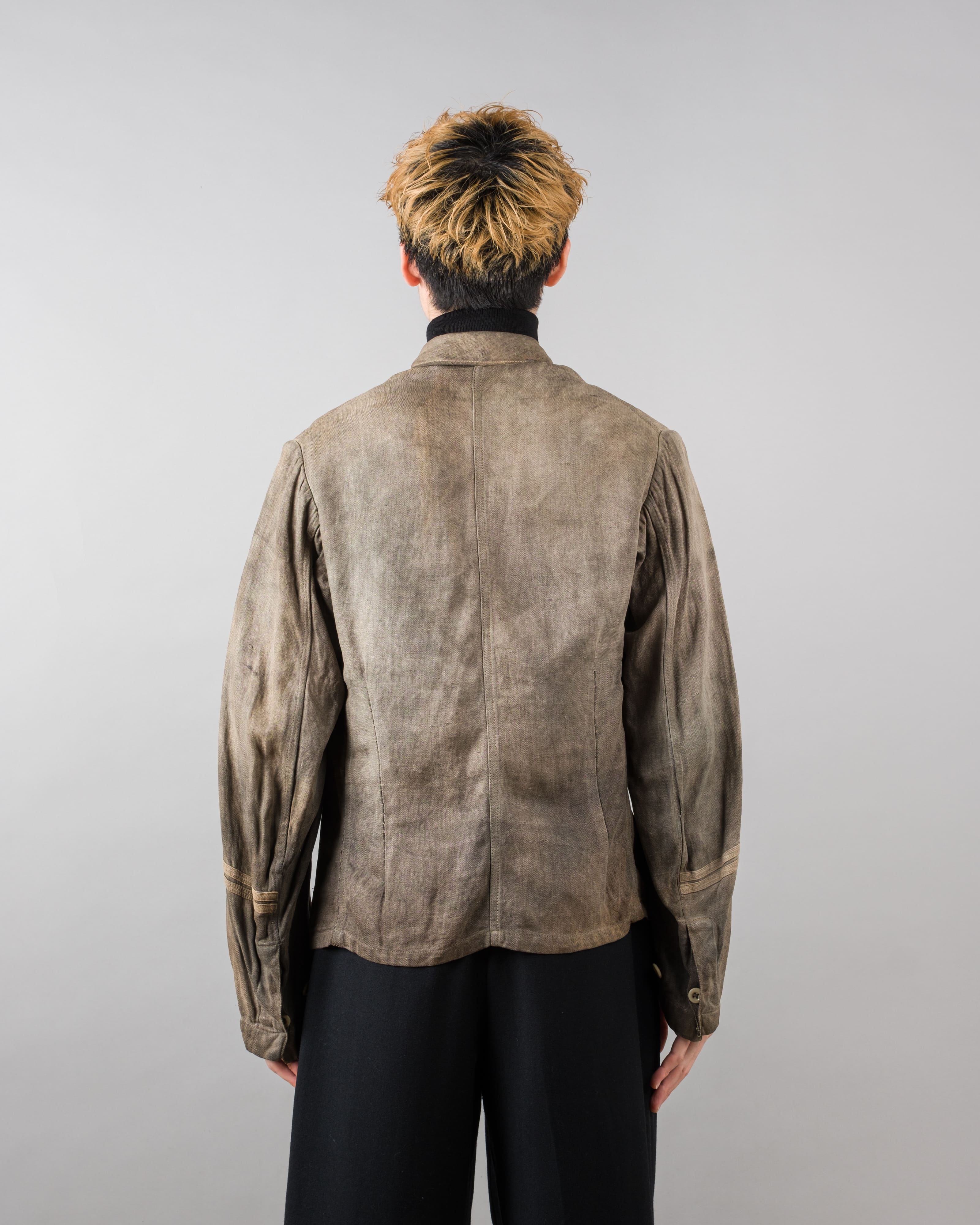 【~30's】German Air Force Gray Drillich HBT Linen Work Jacket "Unusual Color" "Luftwaffe"