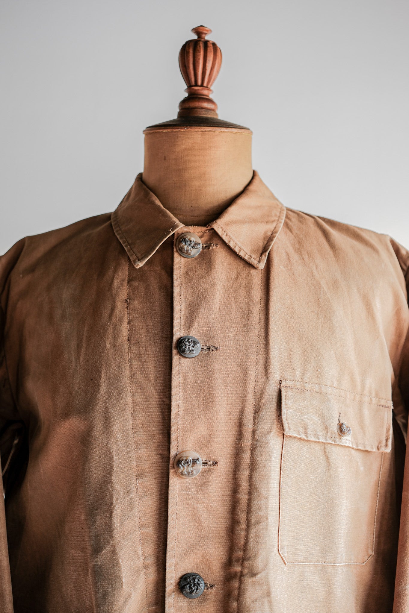 【~50's】French Vintage Cotton Canvas Hunting Jacket Size.46 "Le Mont St. Michel"