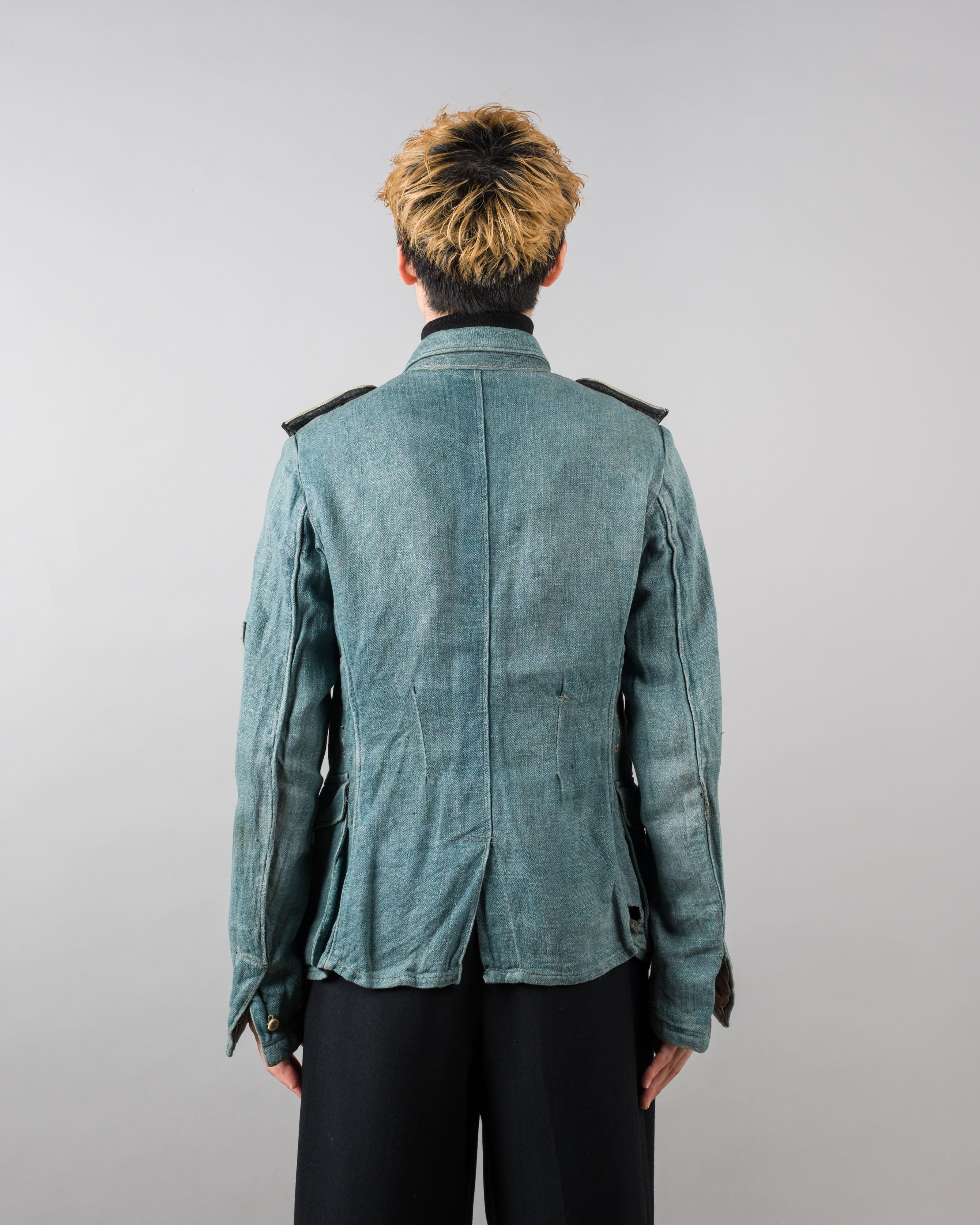 【~40's】WWII German Army Turquoise Green Drillich HBT Linen Summer Field Jacket "Wehrmacht"