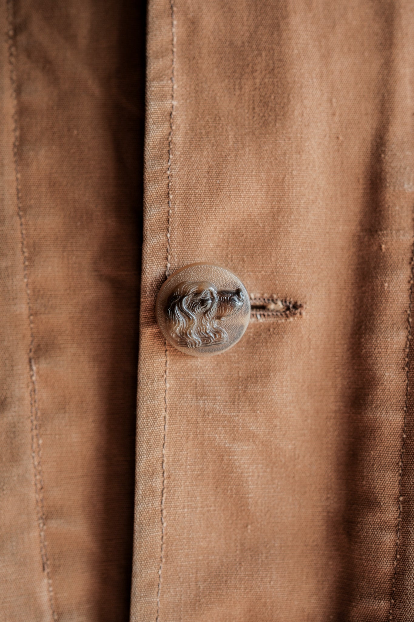 【~50's】French Vintage Cotton Canvas Hunting Jacket Size.46 "Le Mont St. Michel"