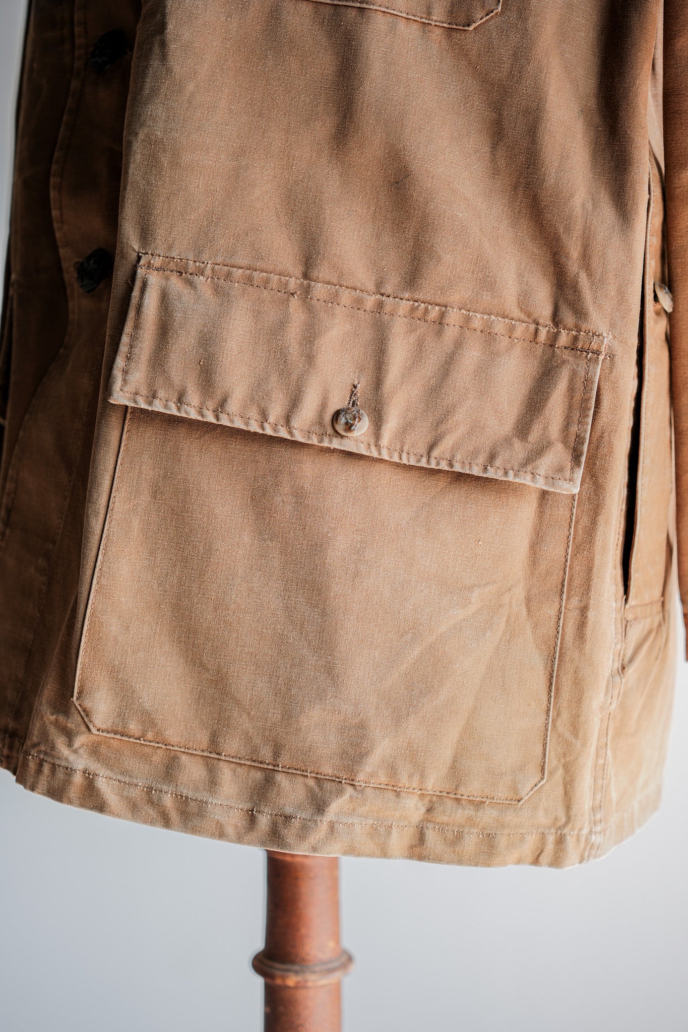 【~50's】French Vintage Cotton Canvas Hunting Jacket Size.46 "Le Mont St. Michel"