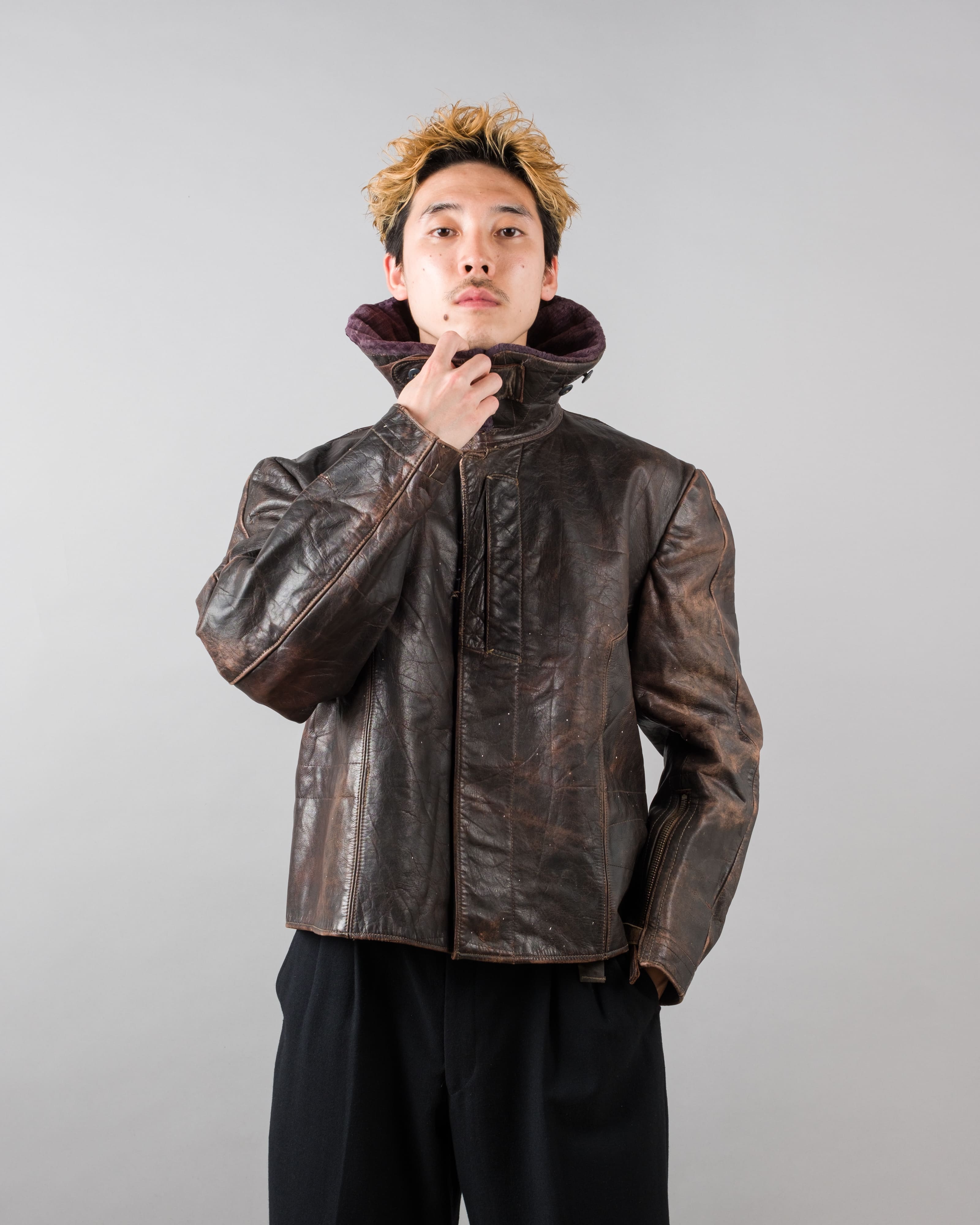 【~40's】WWII German Air Force Elite Jet Fighter Winter Leather Flight Jacket "Luftwaffe"