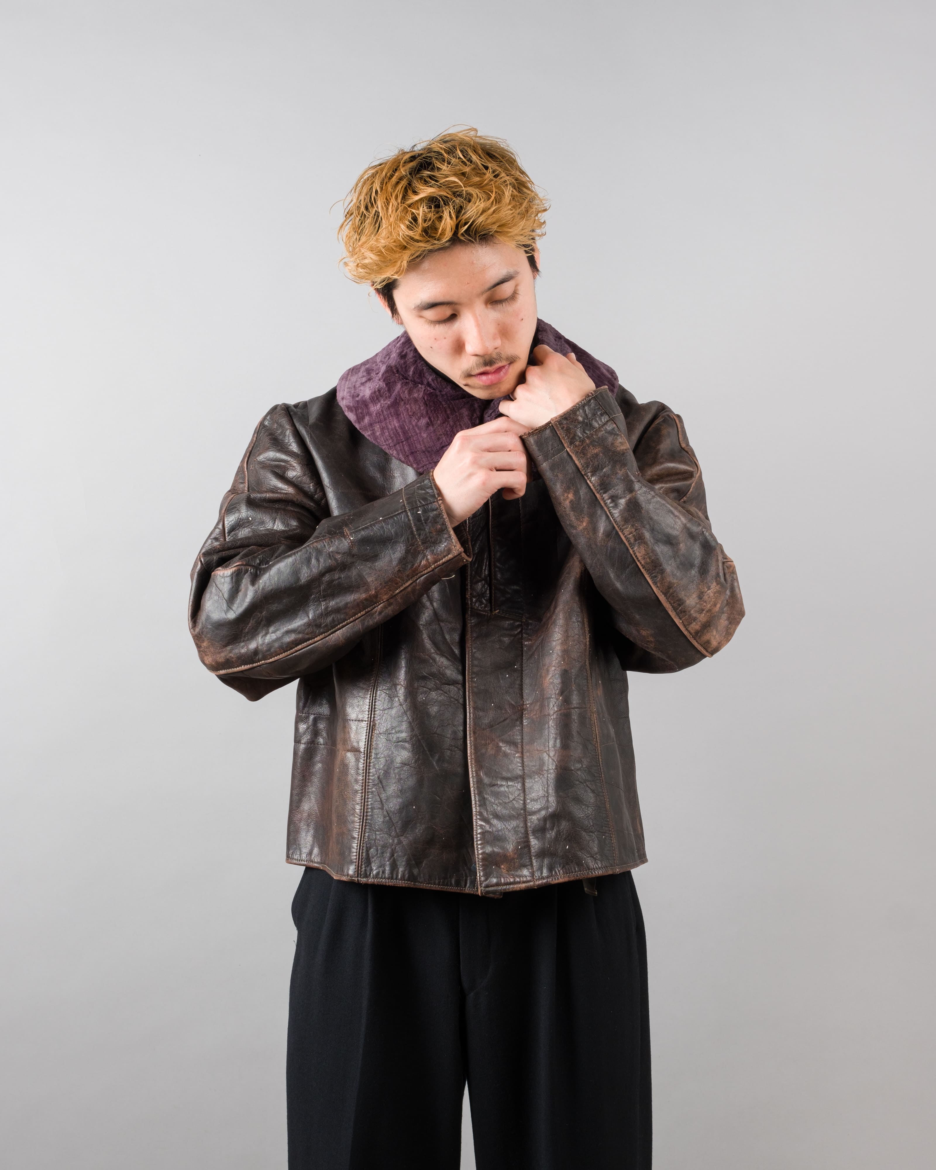 【~40's】WWII German Air Force Elite Jet Fighter Winter Leather Flight Jacket "Luftwaffe"