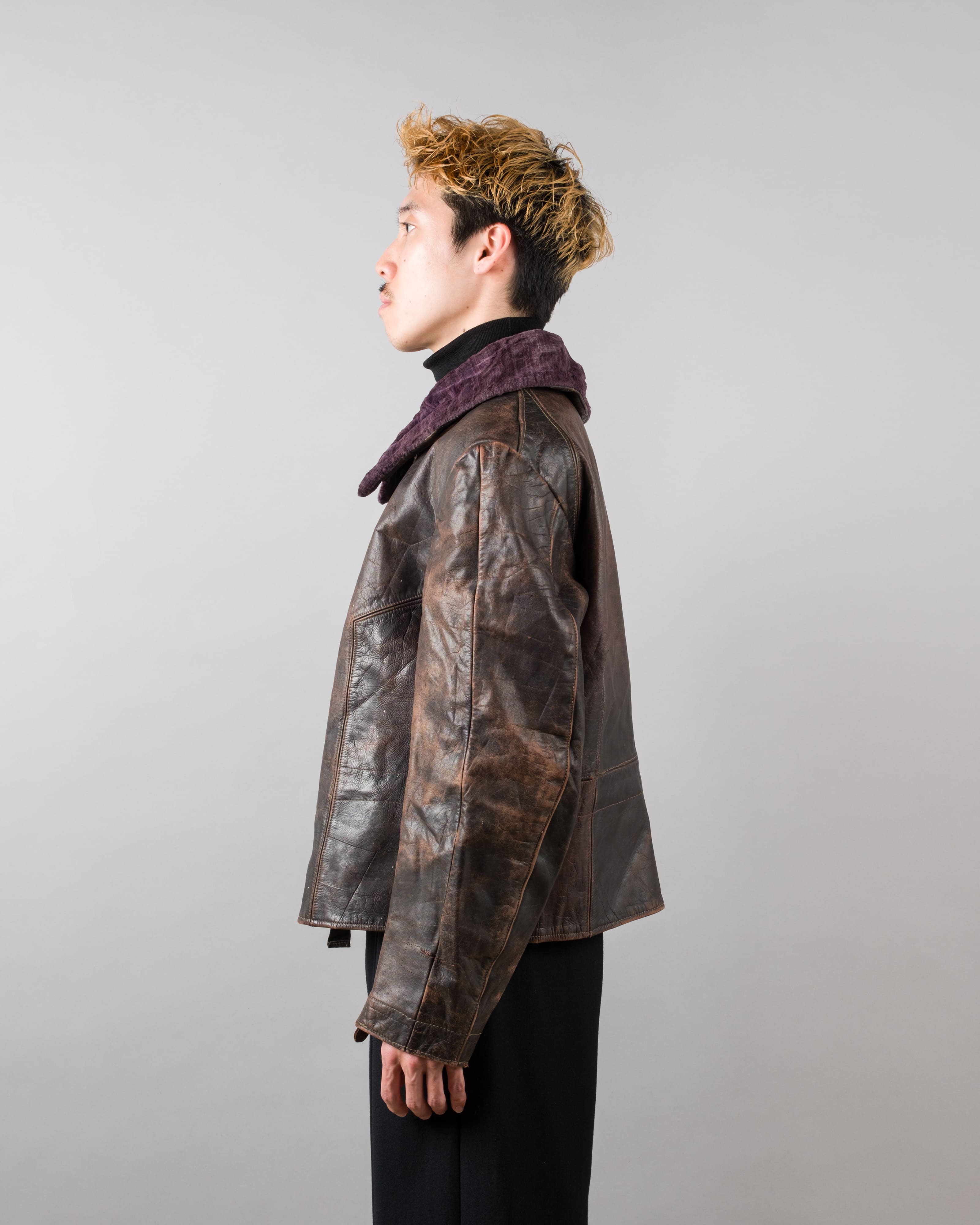 【~40's】WWII German Air Force Elite Jet Fighter Winter Leather Flight Jacket "Luftwaffe"