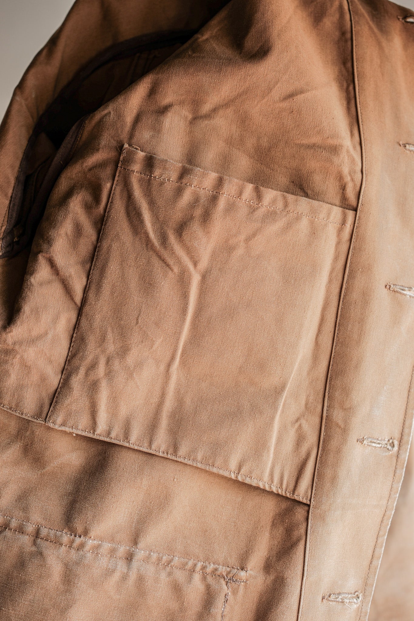 【~50's】French Vintage Cotton Canvas Hunting Jacket Size.46 "Le Mont St. Michel"