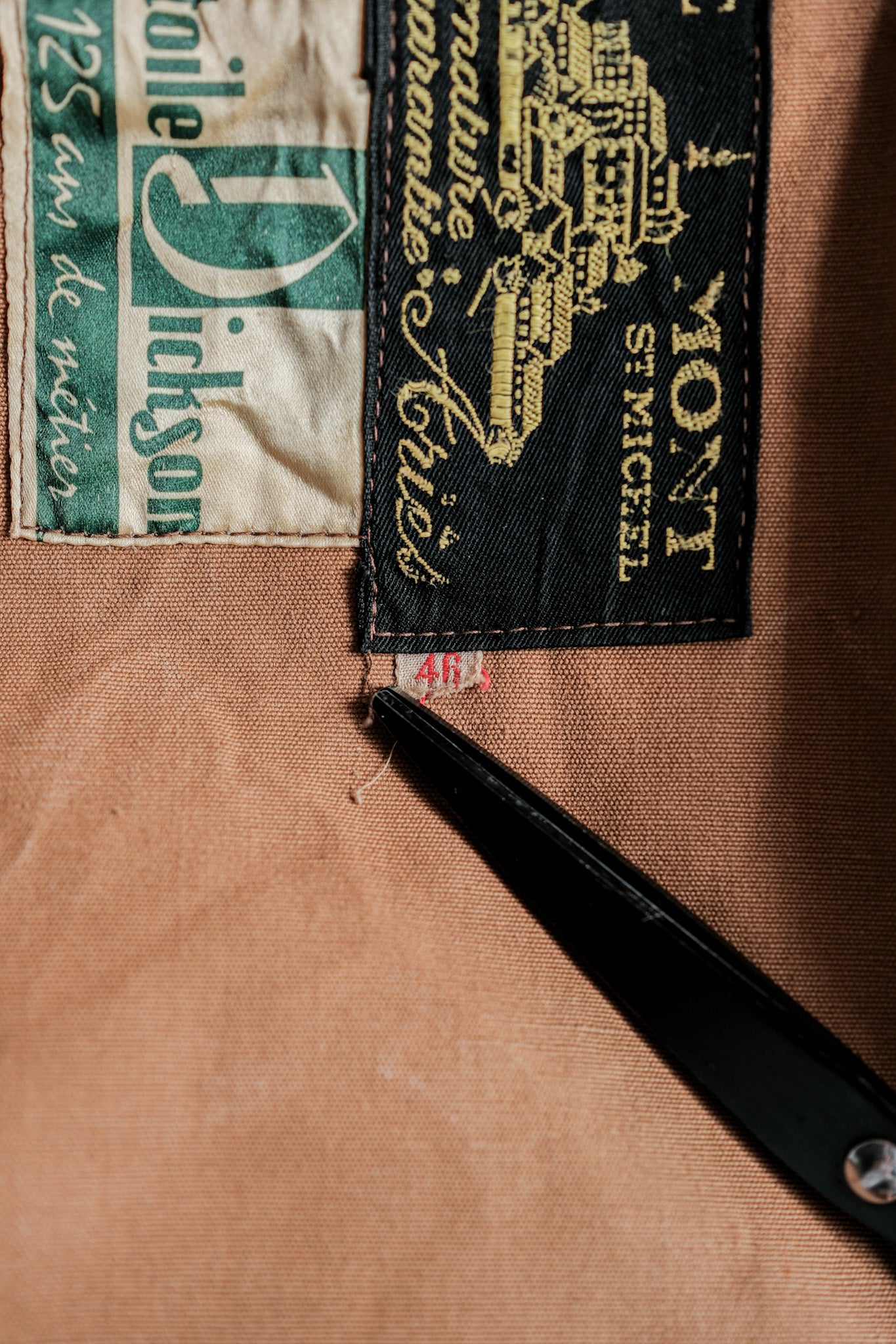 【~50's】French Vintage Cotton Canvas Hunting Jacket Size.46 "Le Mont St. Michel"