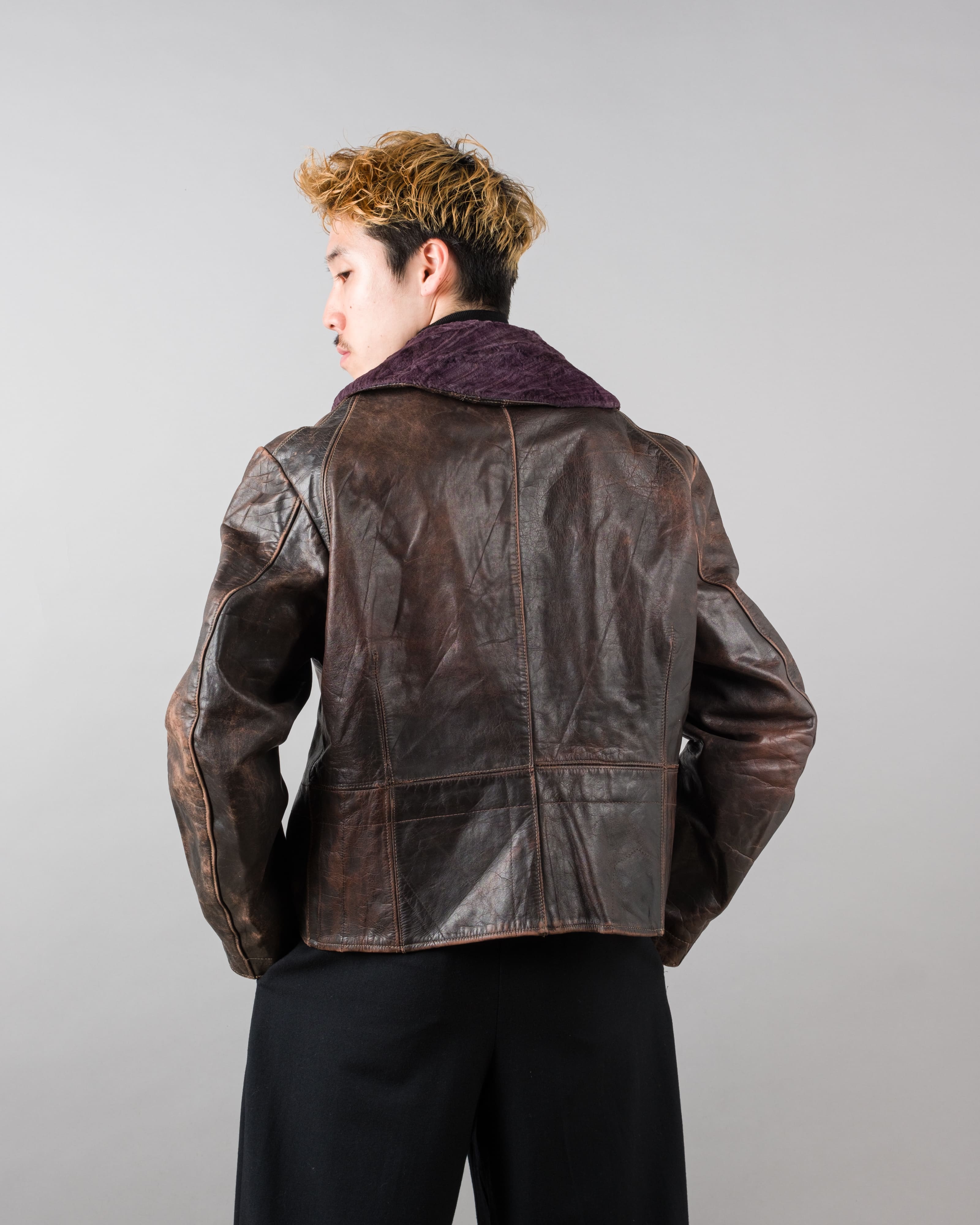 【~40's】WWII German Air Force Elite Jet Fighter Winter Leather Flight Jacket "Luftwaffe"