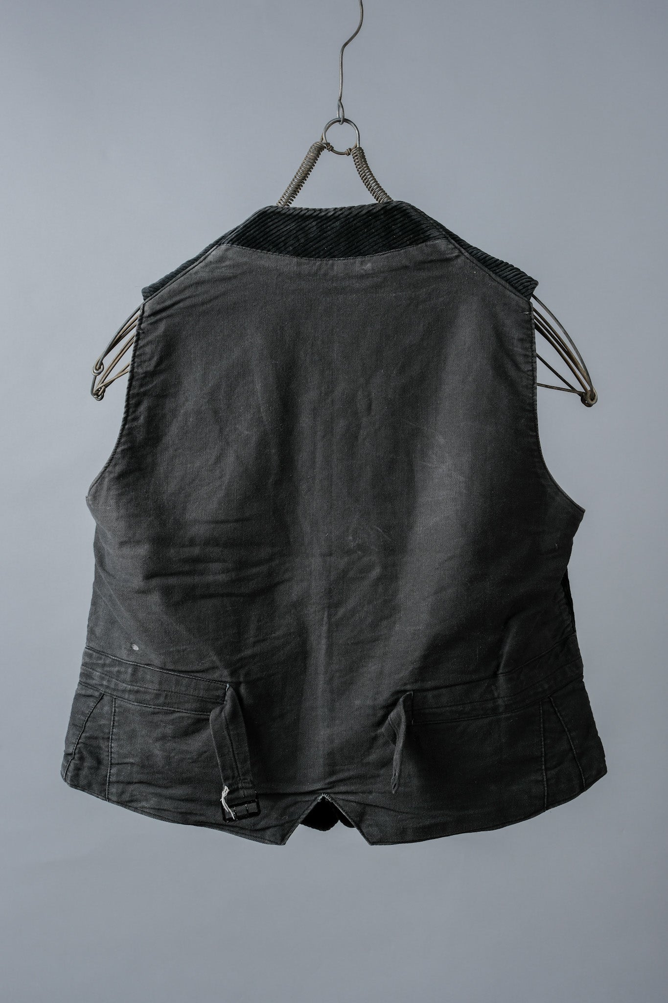 【~40's】French Vintage Black Corduroy Work Gilet "Adolphe Lafont"