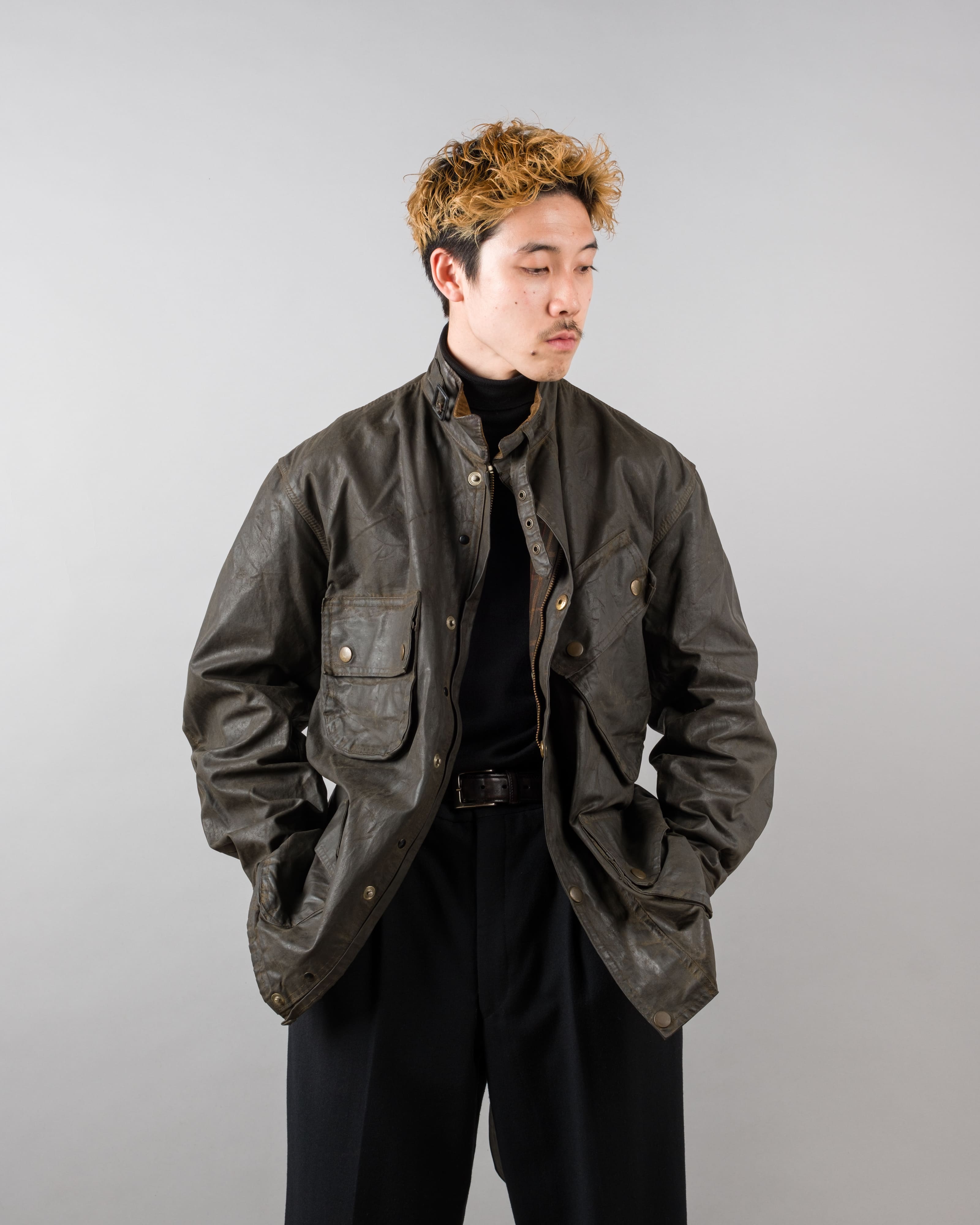 【~60's】Vintage Barbour Waxed Cotton Jacket "INTERNATIONAL SUIT" White Label Size.44