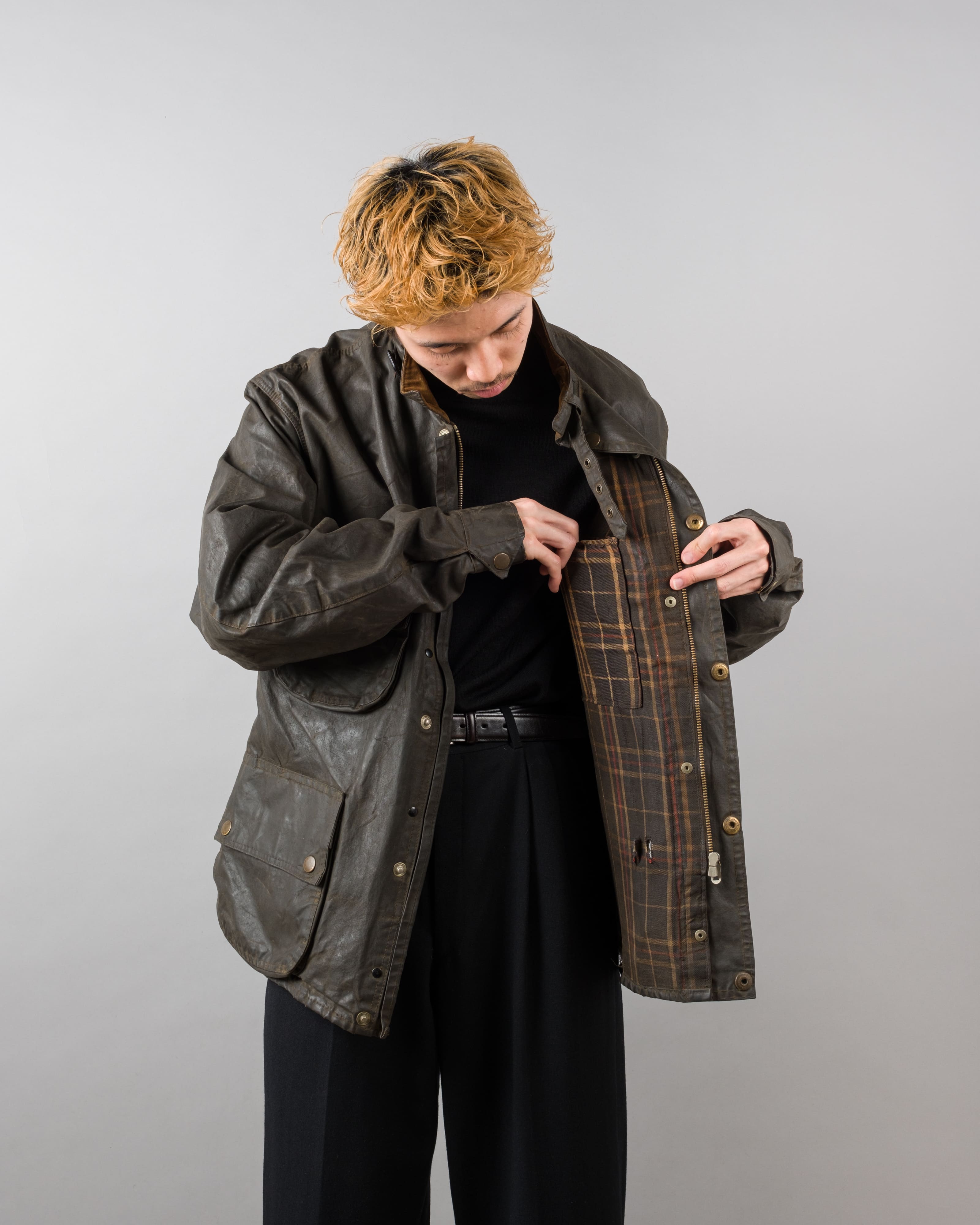 【~60's】Vintage Barbour Waxed Cotton Jacket "INTERNATIONAL SUIT" White Label Size.44