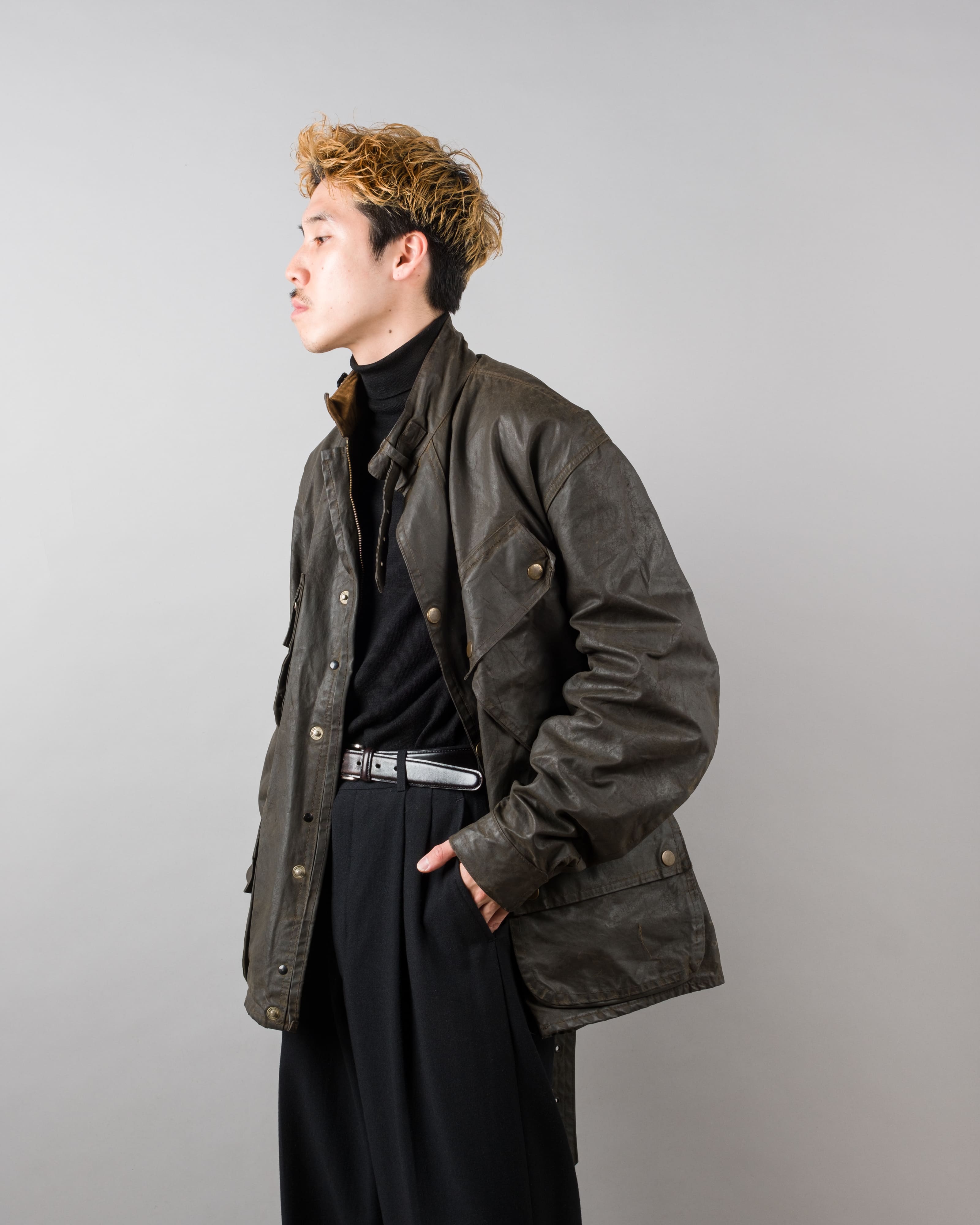 【~60's】Vintage Barbour Waxed Cotton Jacket "INTERNATIONAL SUIT" White Label Size.44