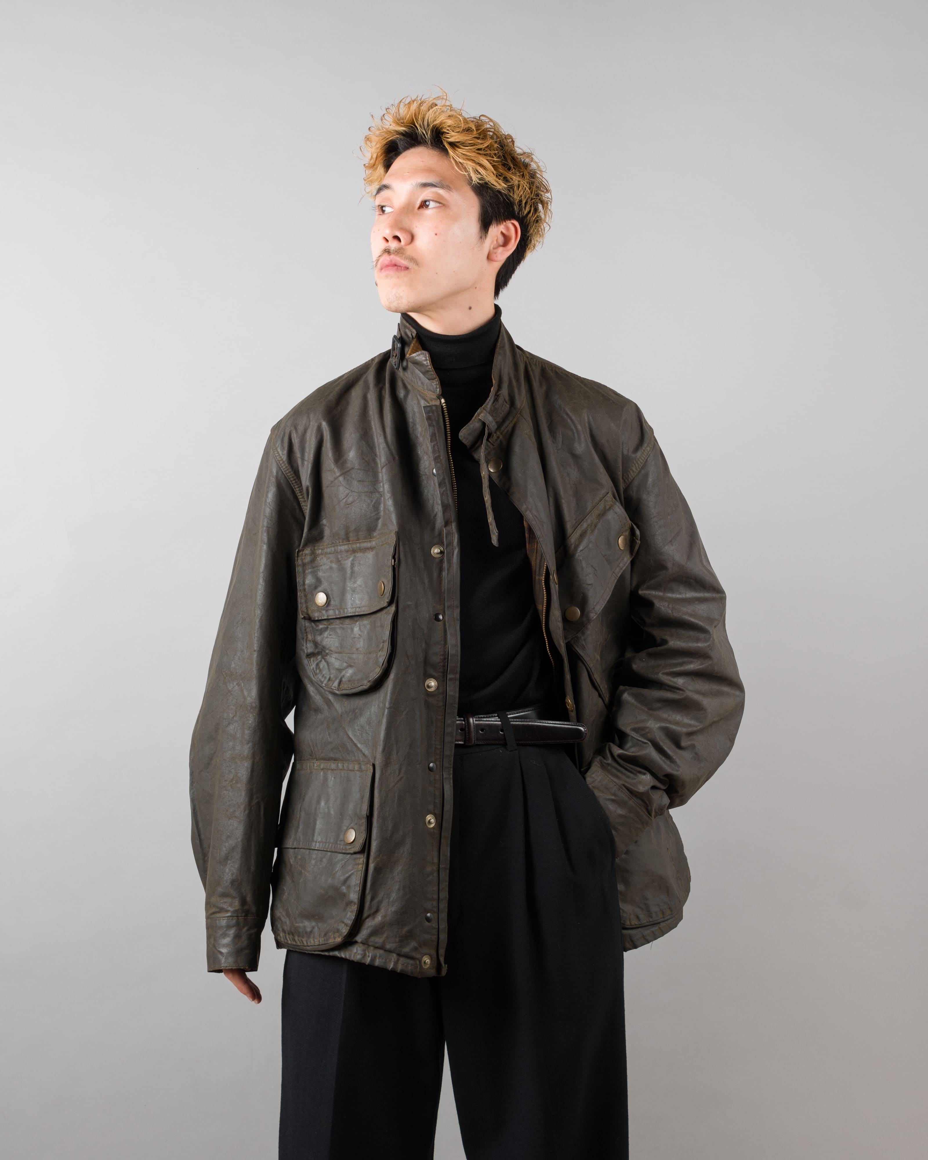 【~60's】Vintage Barbour Waxed Cotton Jacket "INTERNATIONAL SUIT" White Label Size.44