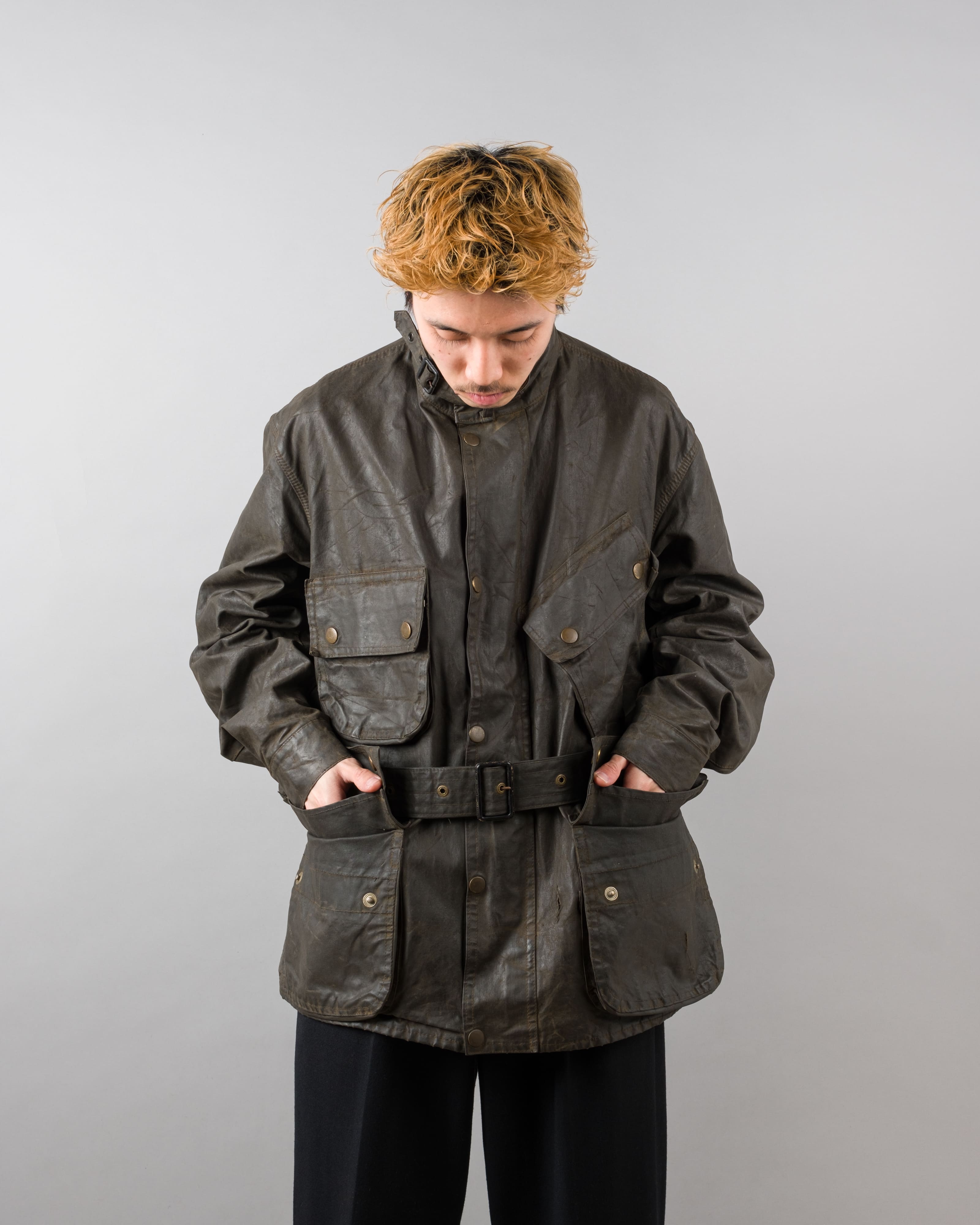 【~60's】Vintage Barbour Waxed Cotton Jacket "INTERNATIONAL SUIT" White Label Size.44