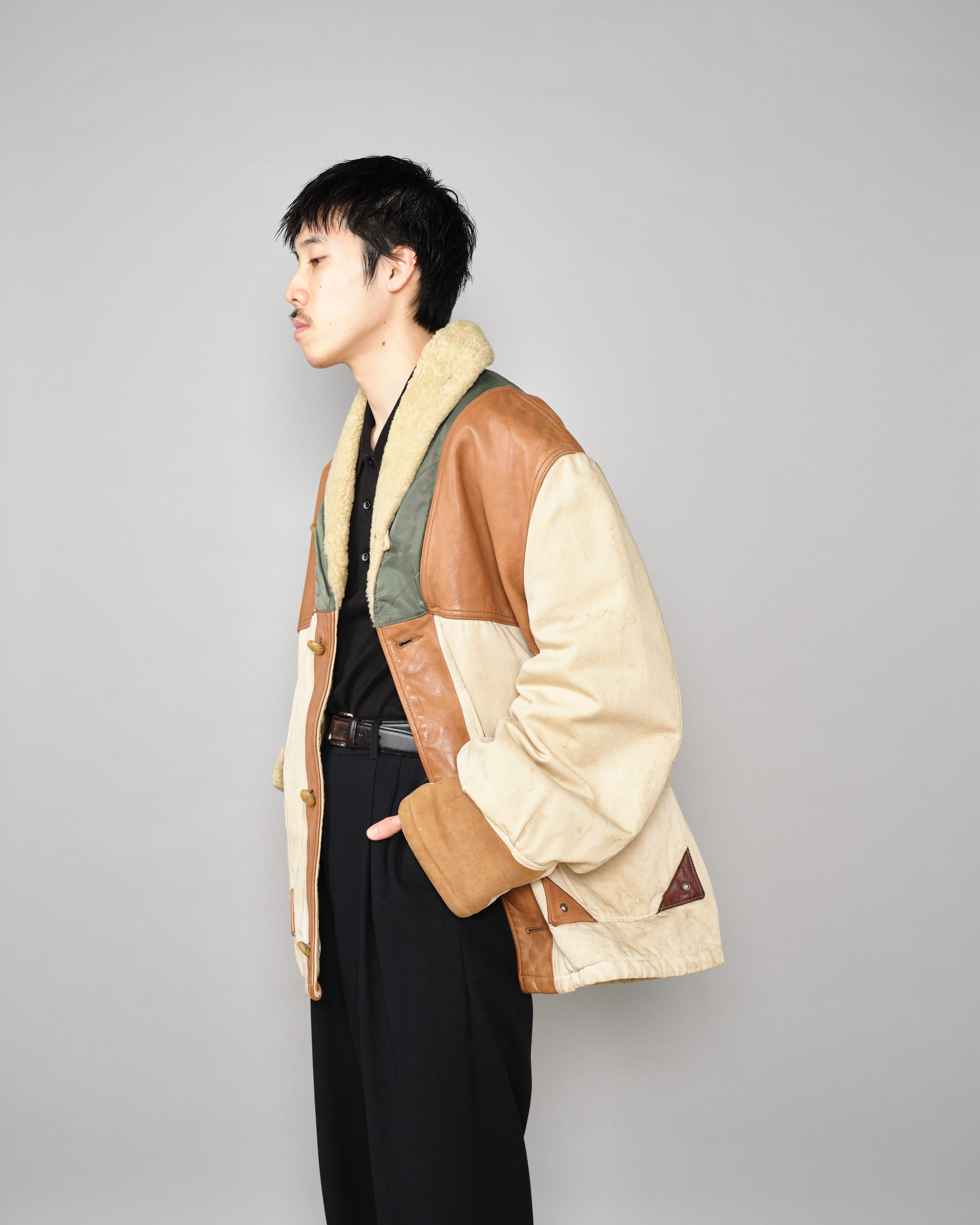 【~80's】Old CHEVIGNON Switching Design Shawl Collar Jacket Size.XL