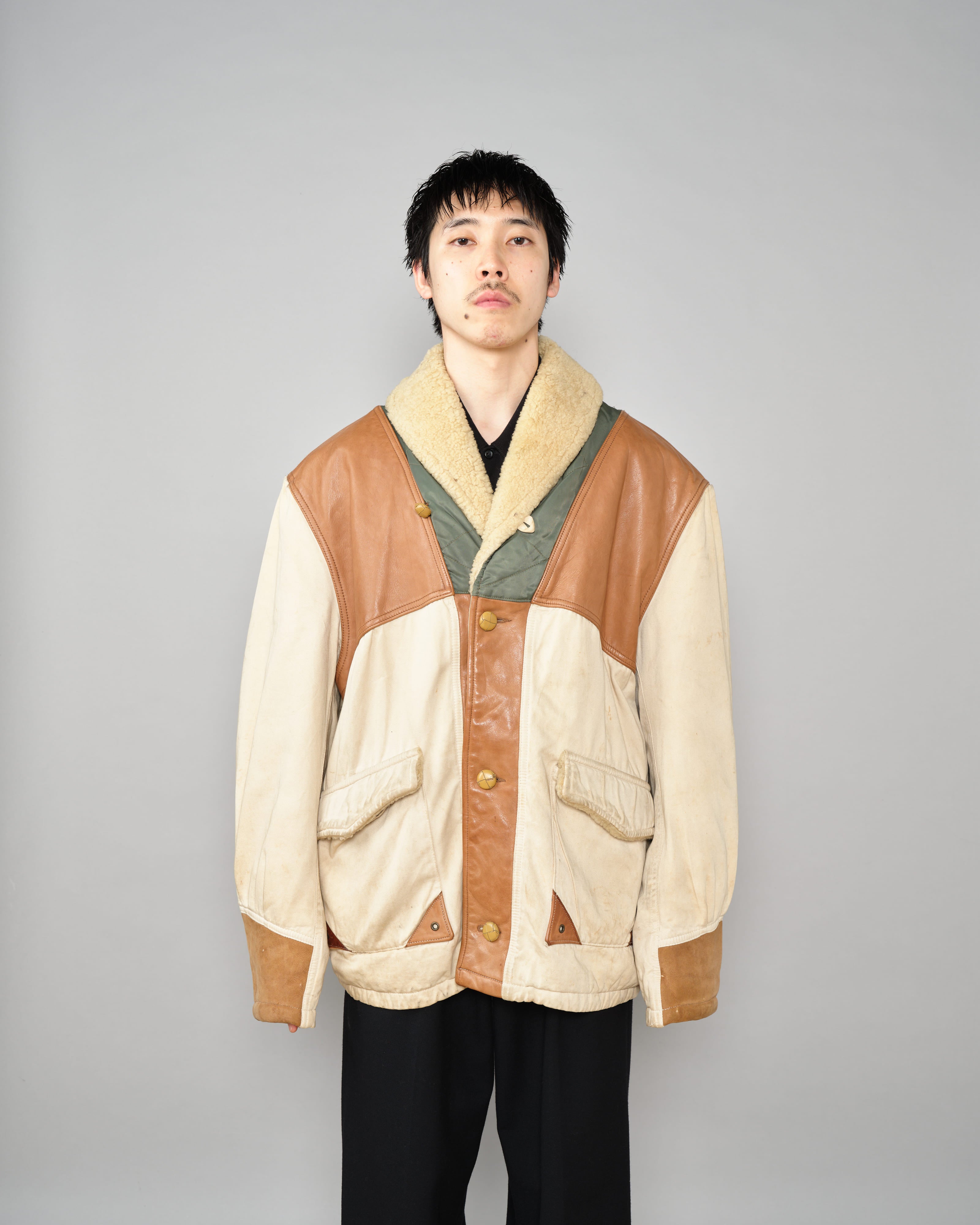 【~80's】Old CHEVIGNON Switching Design Shawl Collar Jacket Size.XL