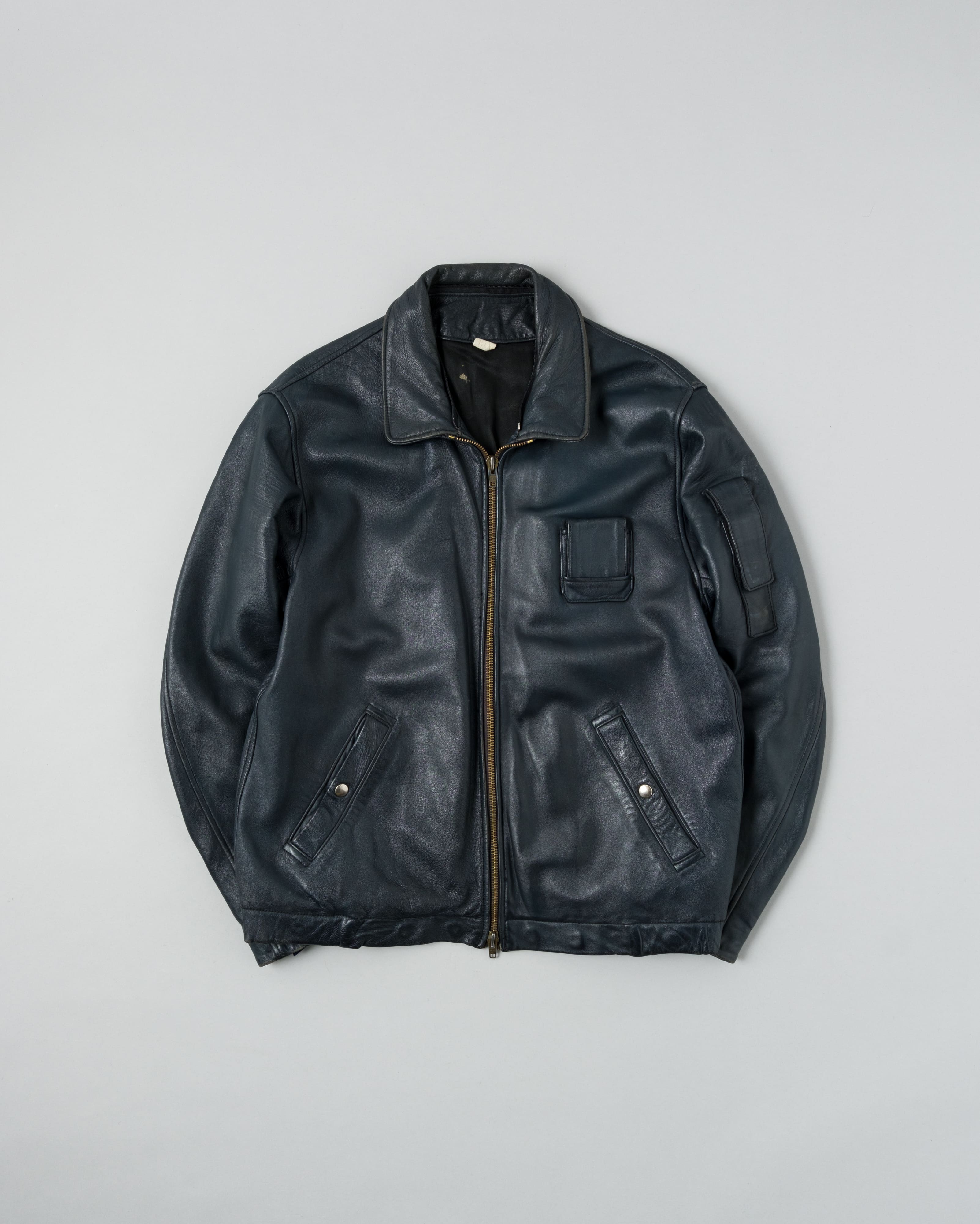 【~70's】French Air Force Pilot Leather Jacket Size.100X