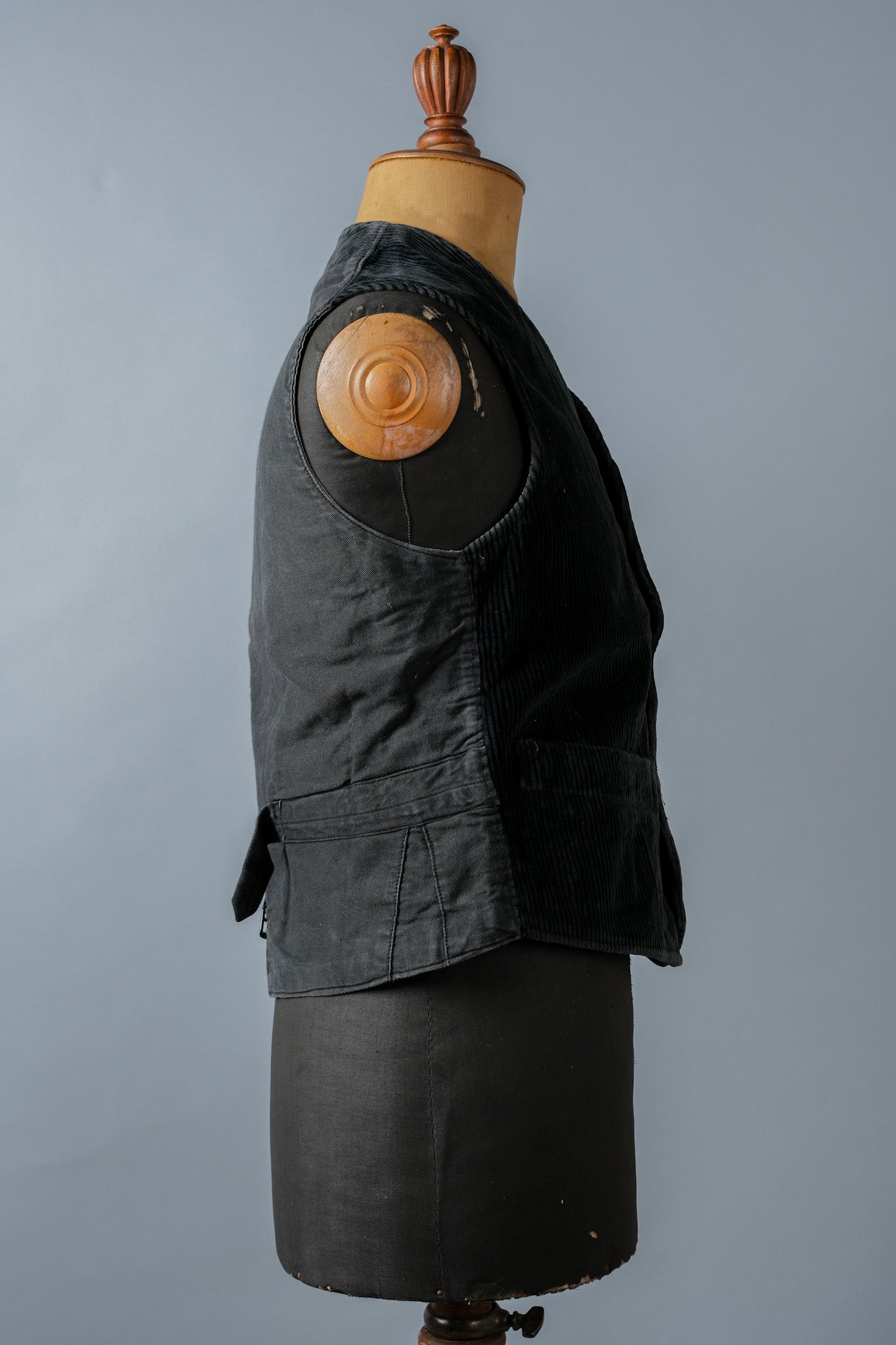 【~40's】French Vintage Black Corduroy Work Gilet "Adolphe Lafont"