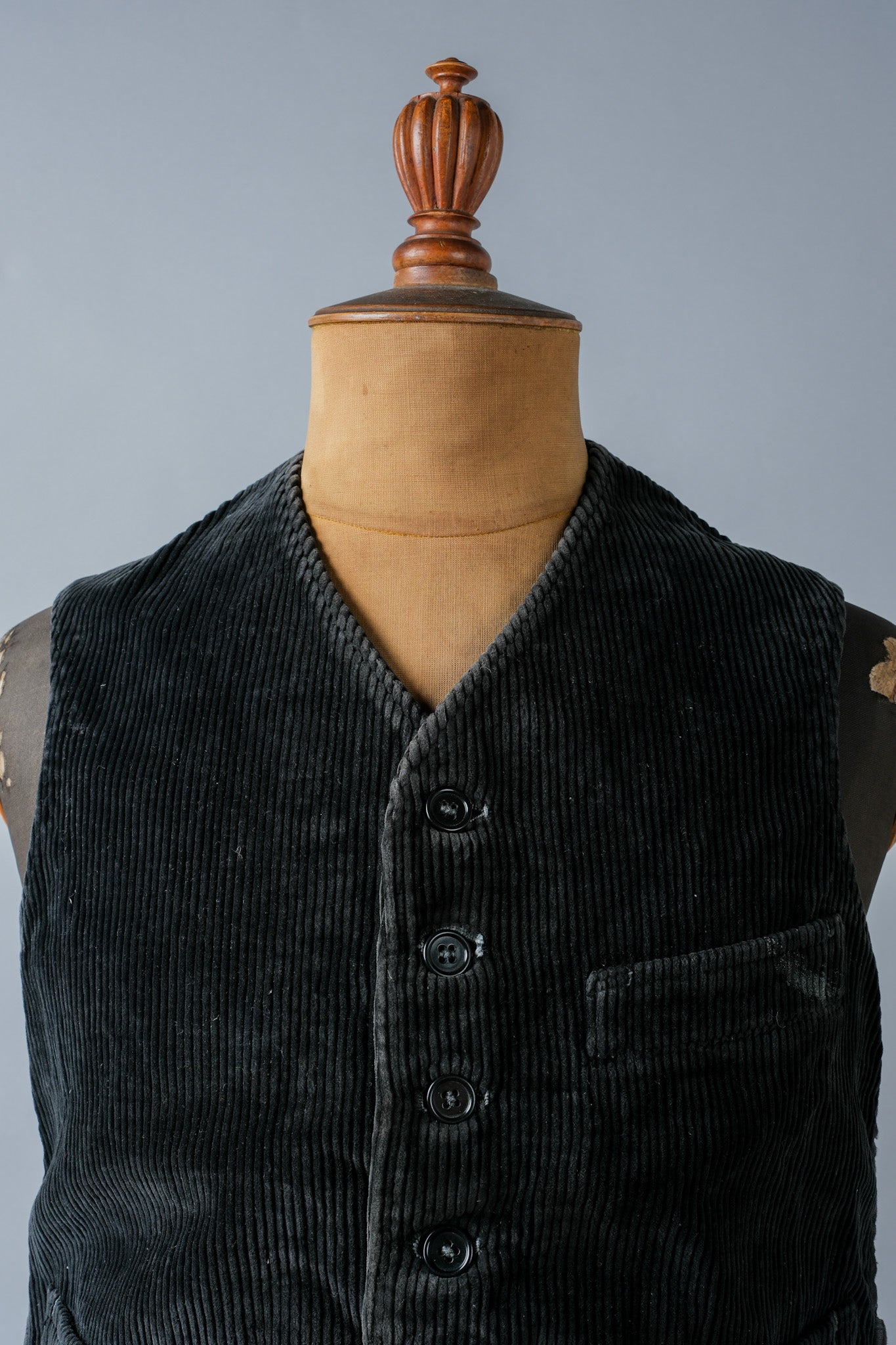 【~40's】French Vintage Black Corduroy Work Gilet "Adolphe Lafont"