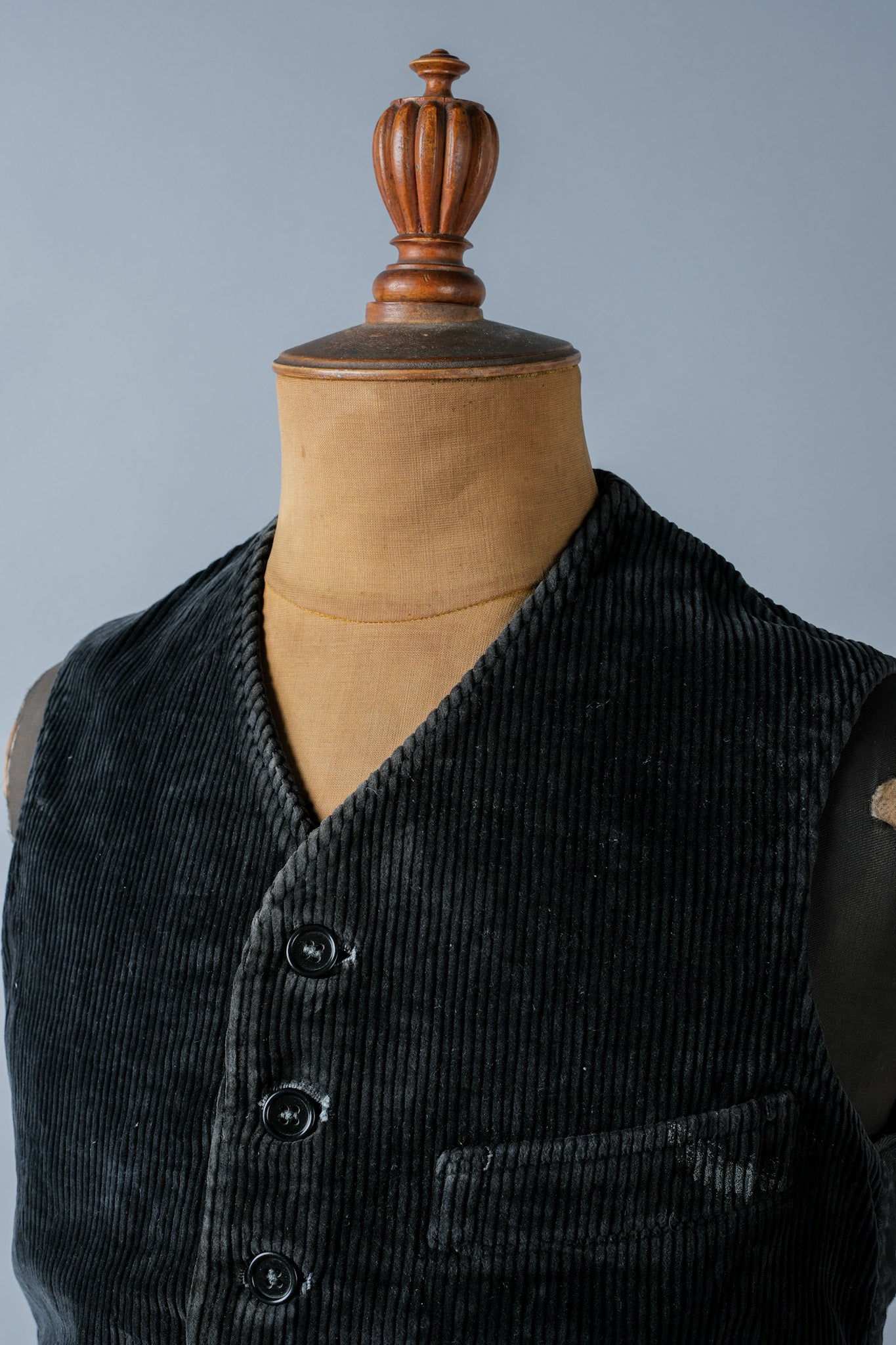 【~40's】French Vintage Black Corduroy Work Gilet "Adolphe Lafont"