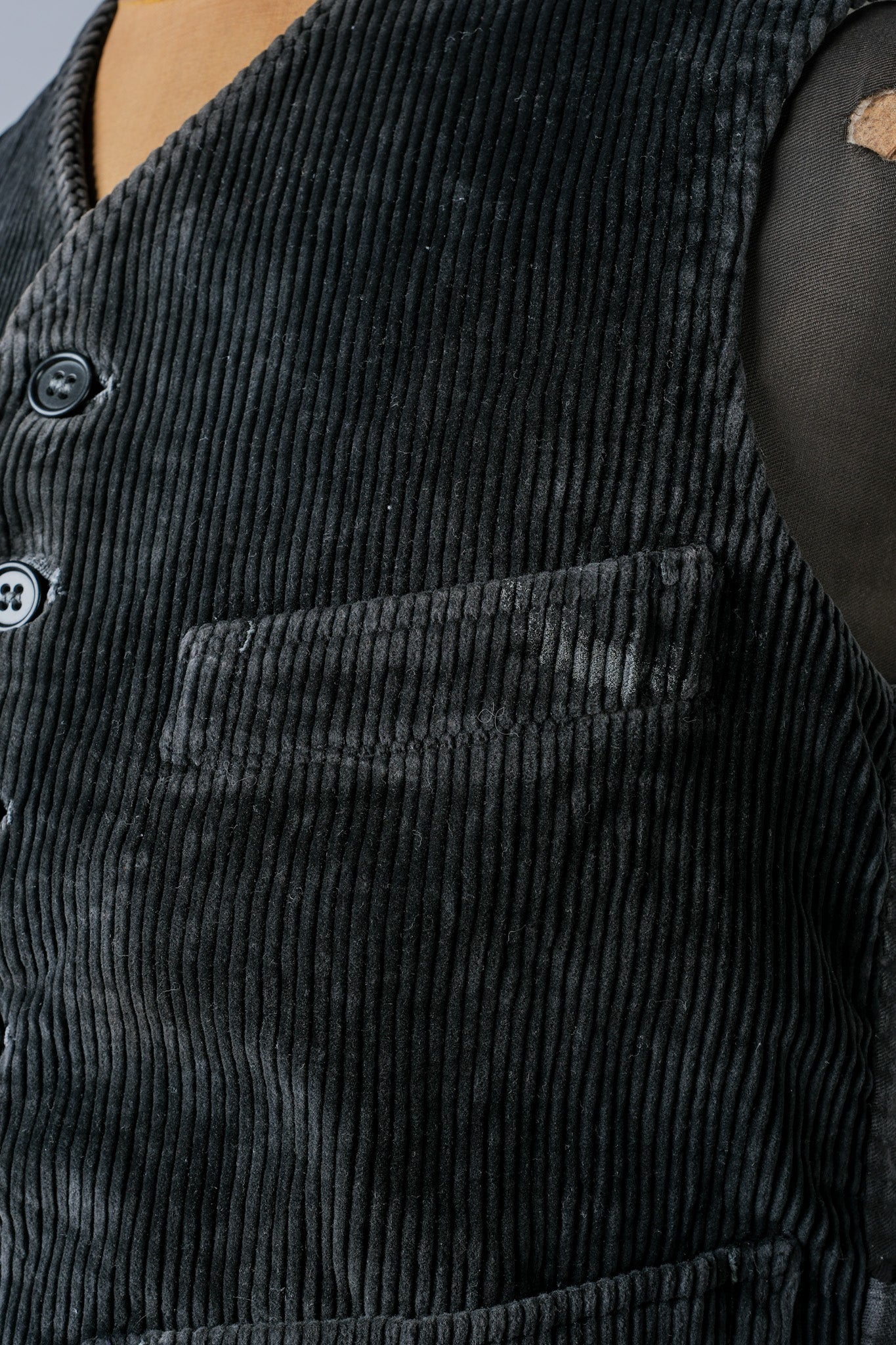 【~40's】French Vintage Black Corduroy Work Gilet "Adolphe Lafont"