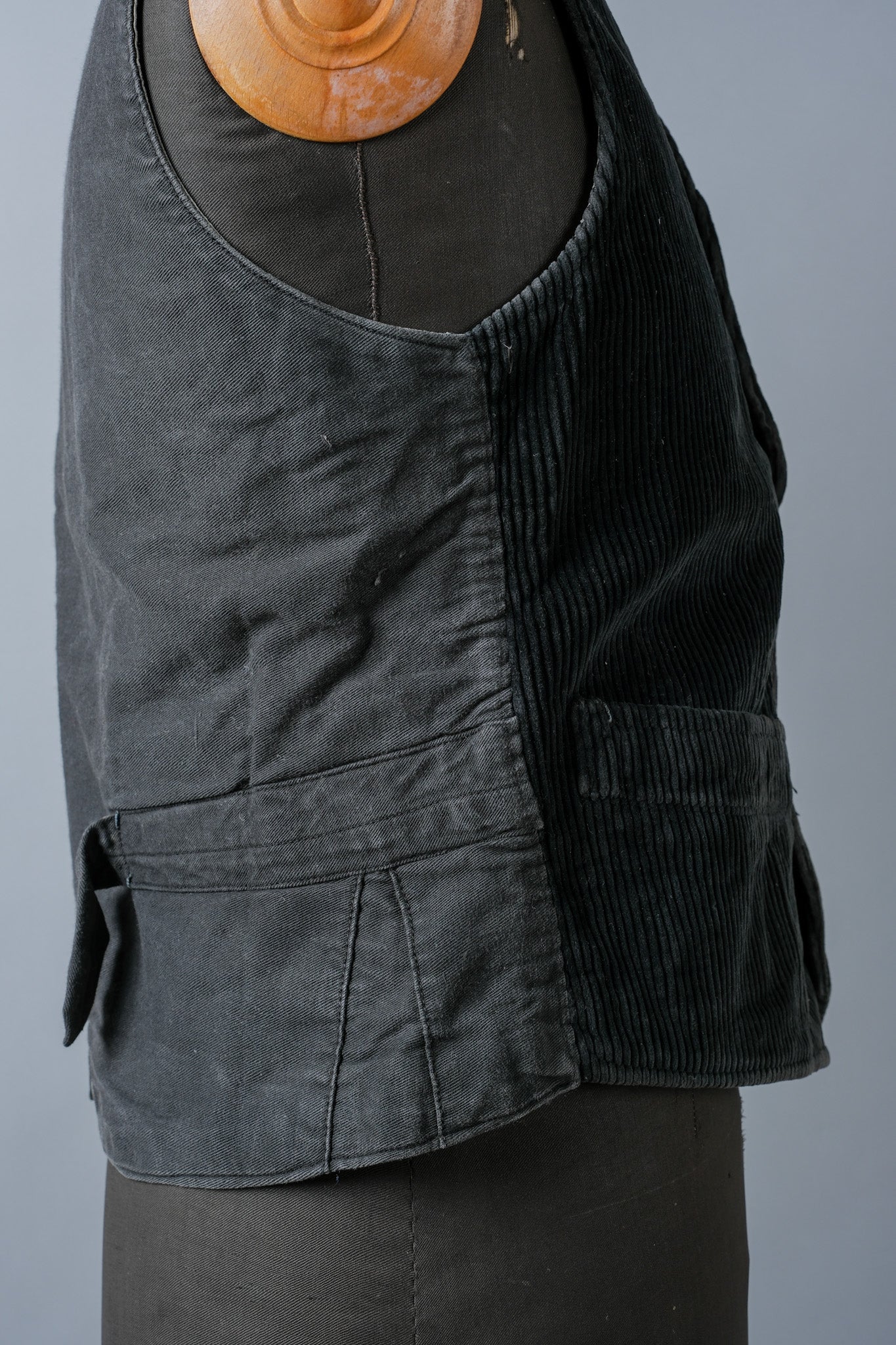 【~40's】French Vintage Black Corduroy Work Gilet "Adolphe Lafont"