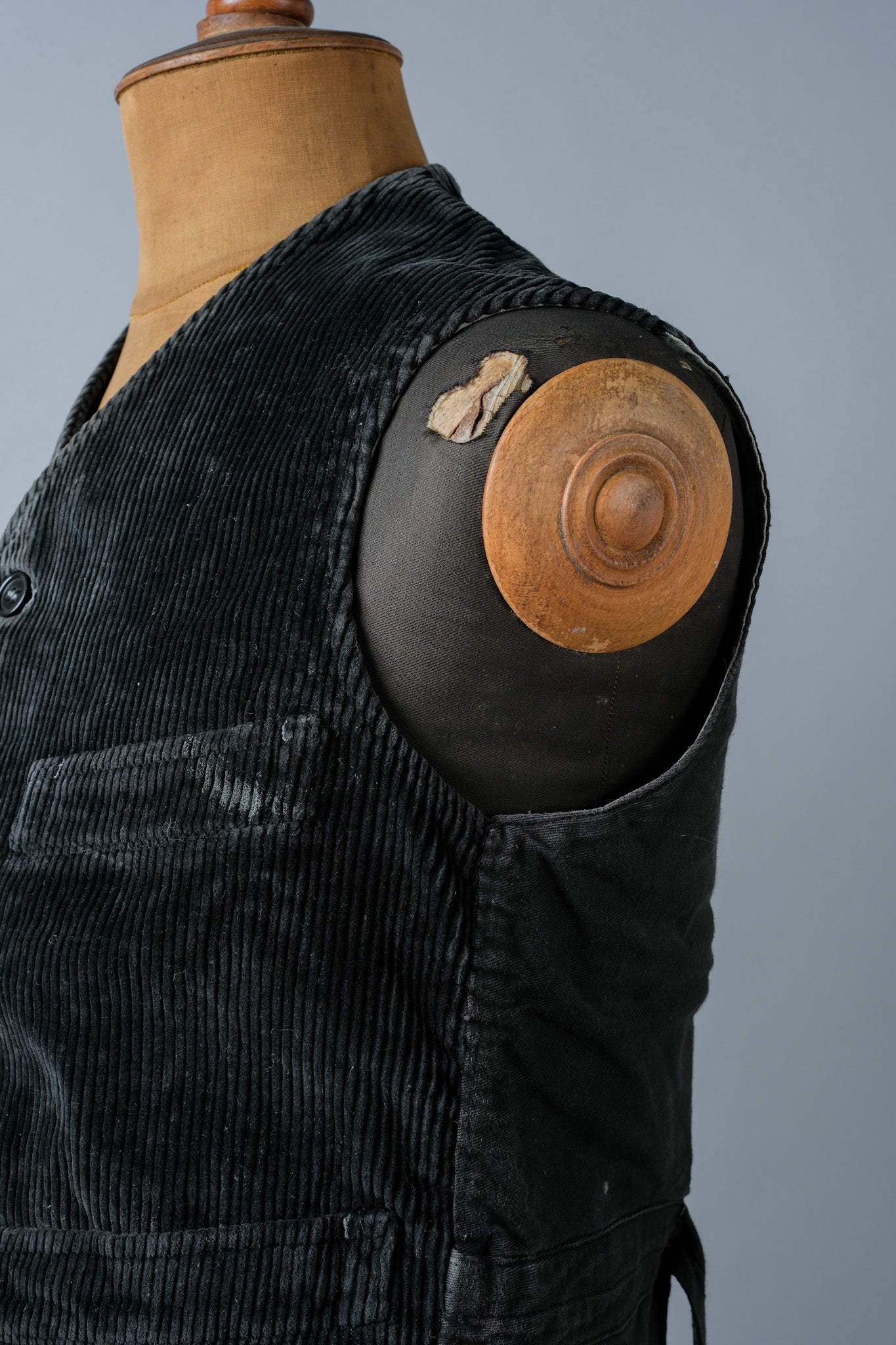 【~40's】French Vintage Black Corduroy Work Gilet "Adolphe Lafont"