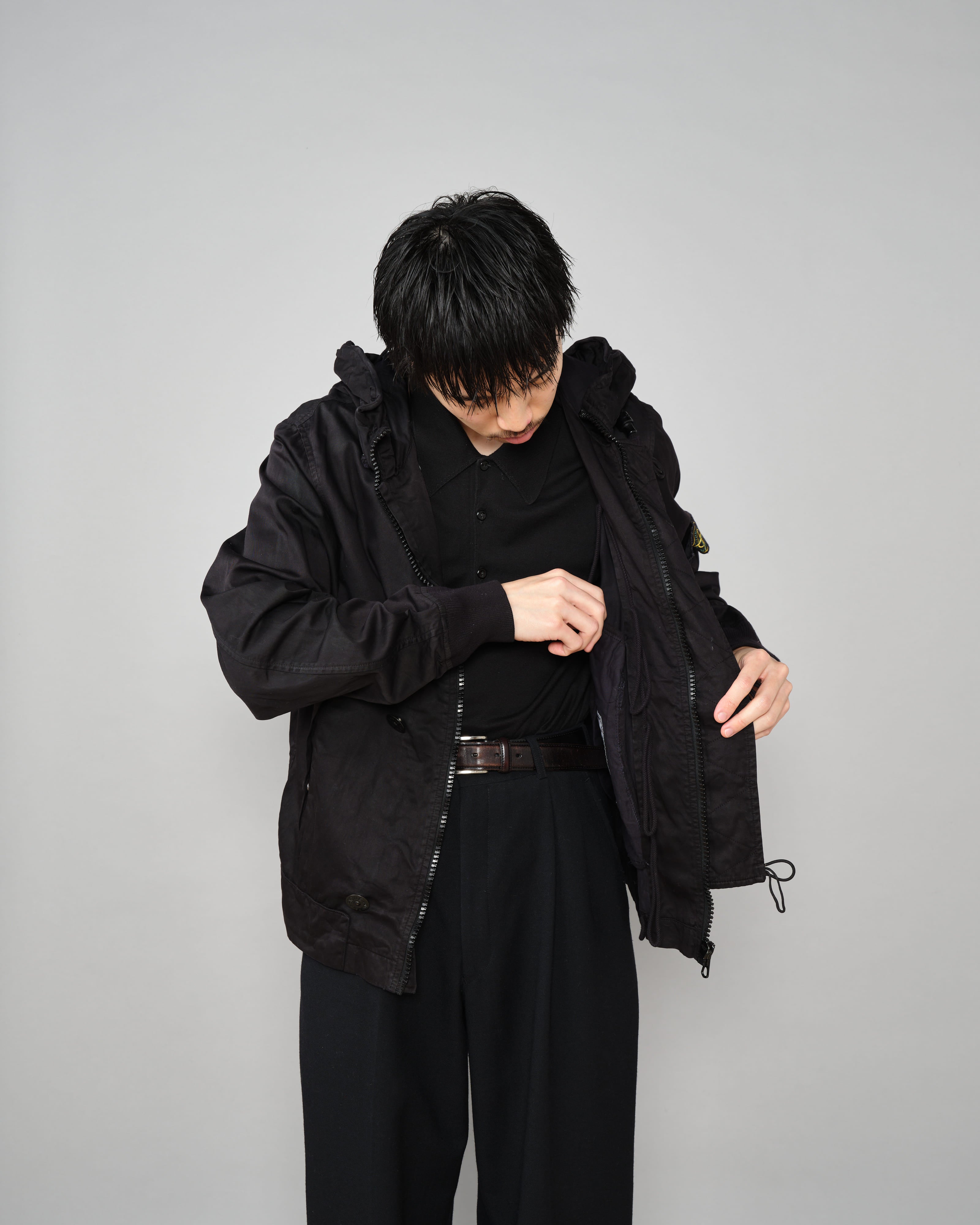 【06AW】เสื้อแจ็คเก็ตตัวสั้นมีฮู้ดผ้าฝ้าย Old STONE ISLAND Size.S "RASO GOMMATO"