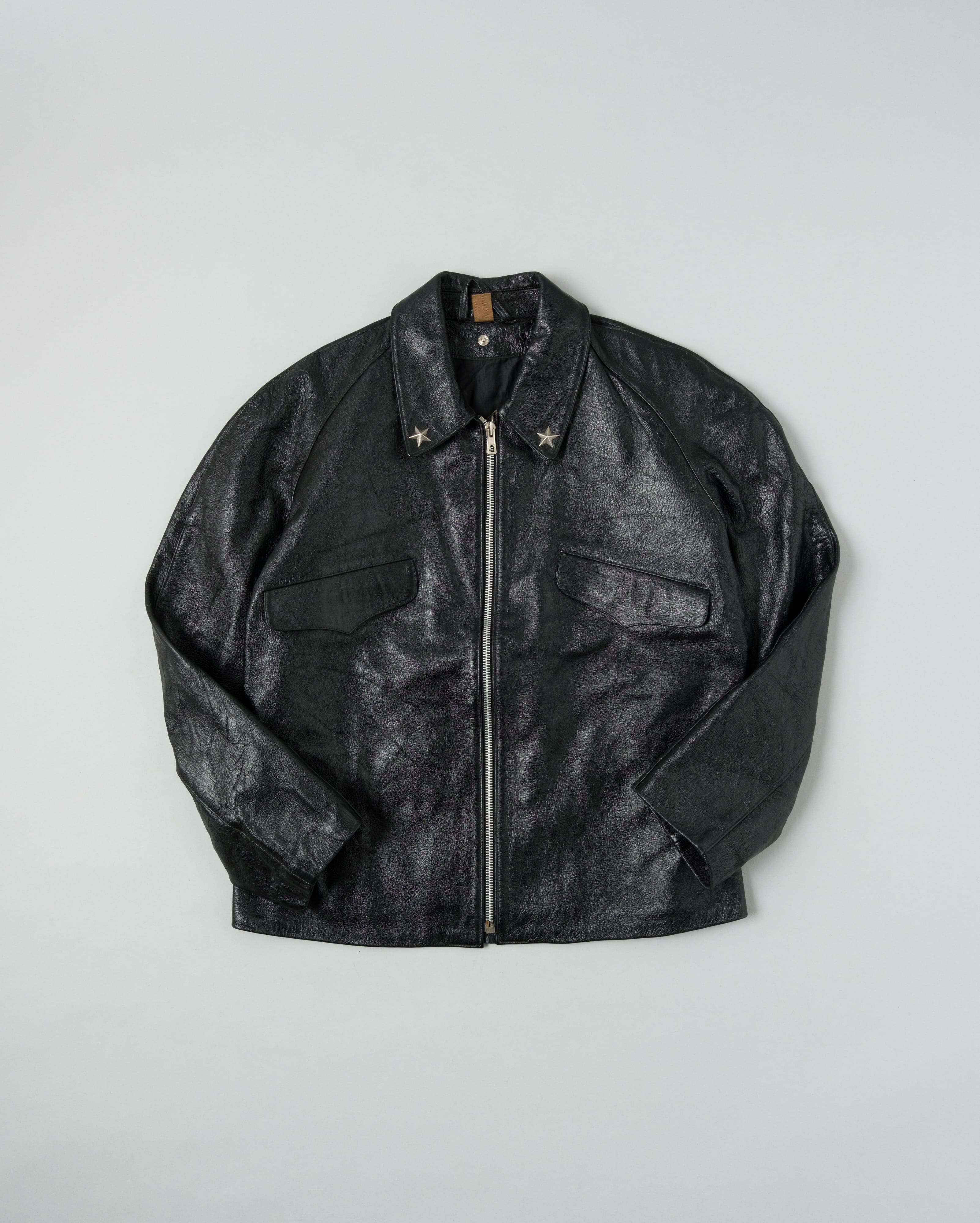 【~60’s】Italian Army Motorcycle Leather Jacket Size.2