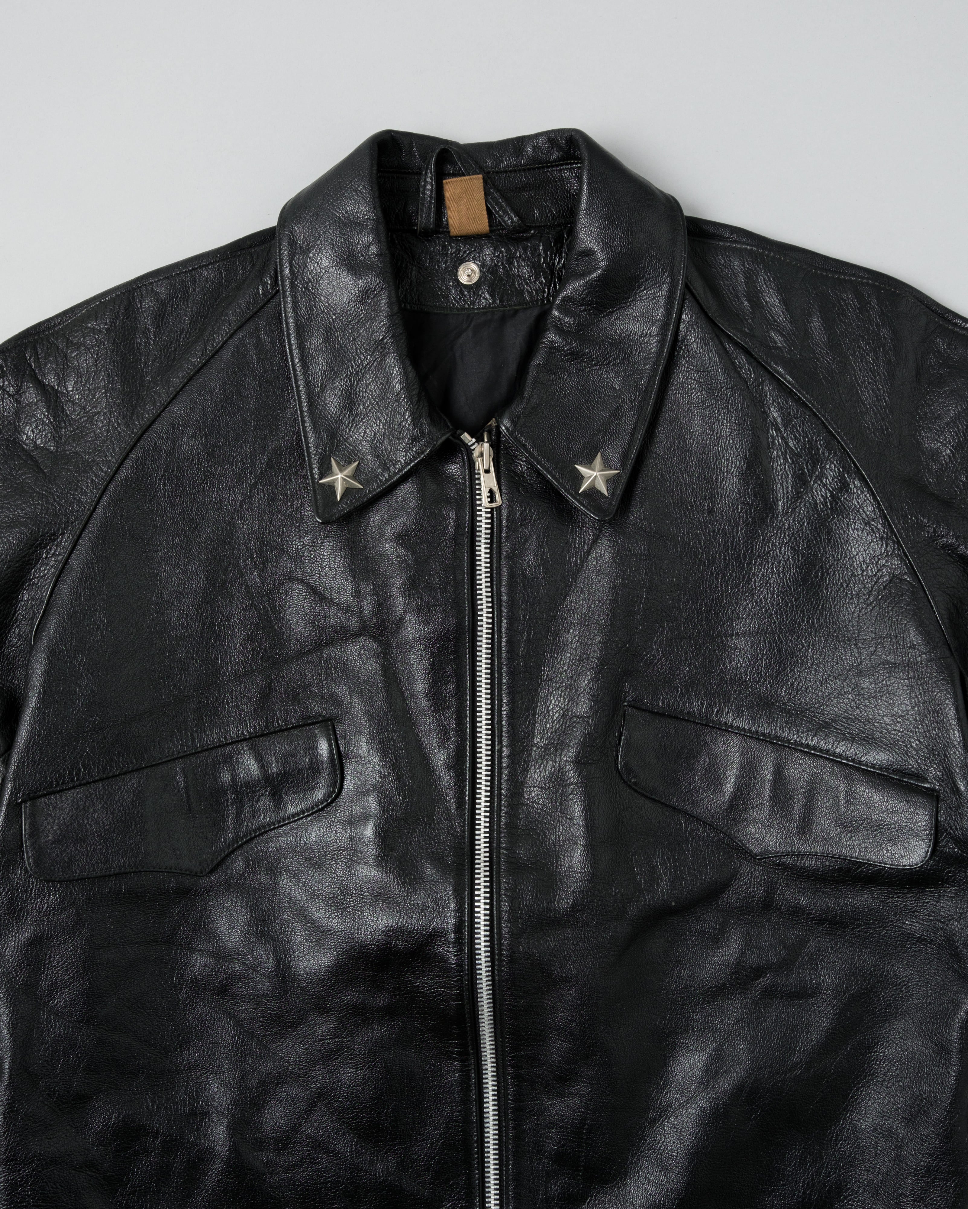 【~60’s】Italian Army Motorcycle Leather Jacket Size.2