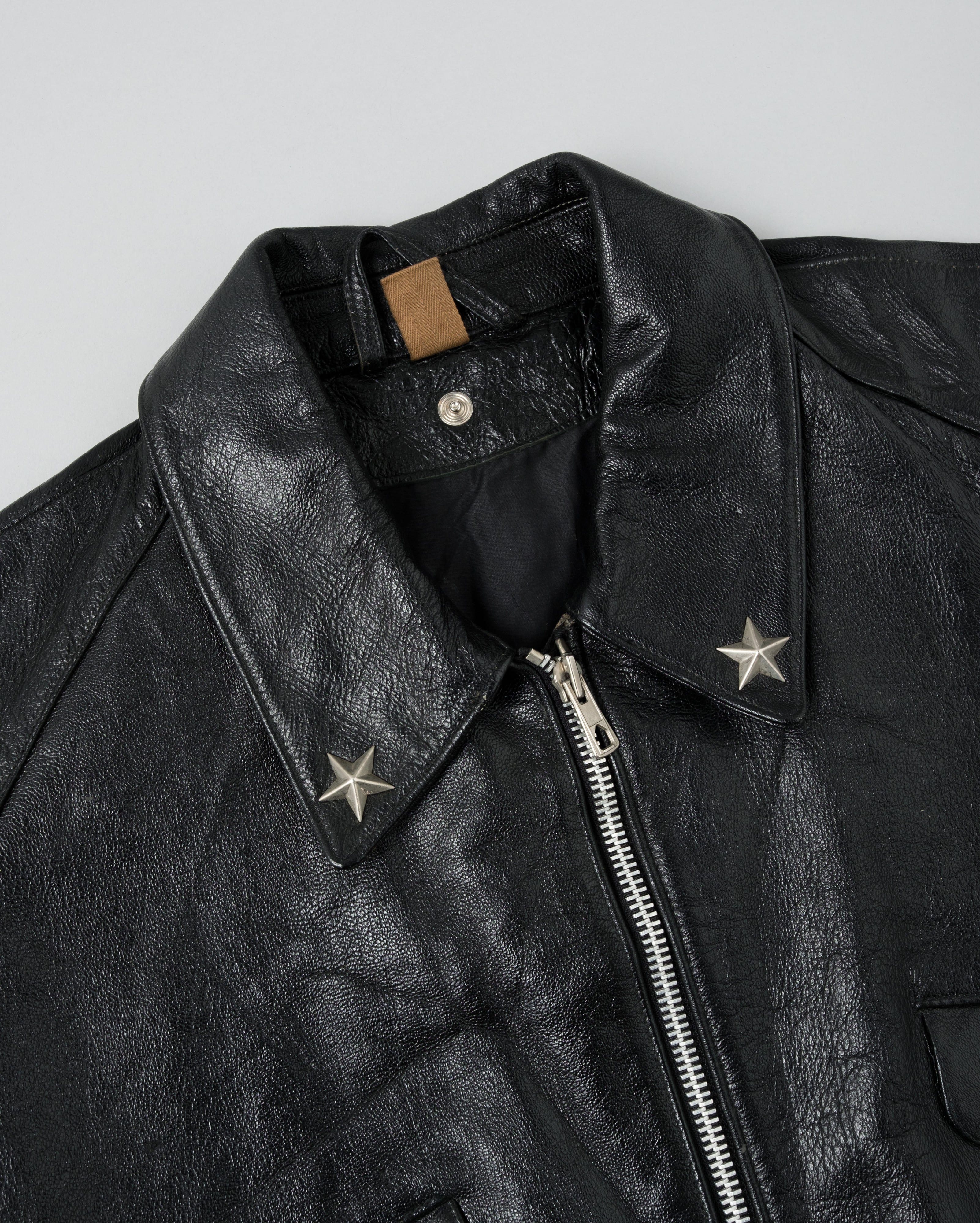 【~60’s】Italian Army Motorcycle Leather Jacket Size.2