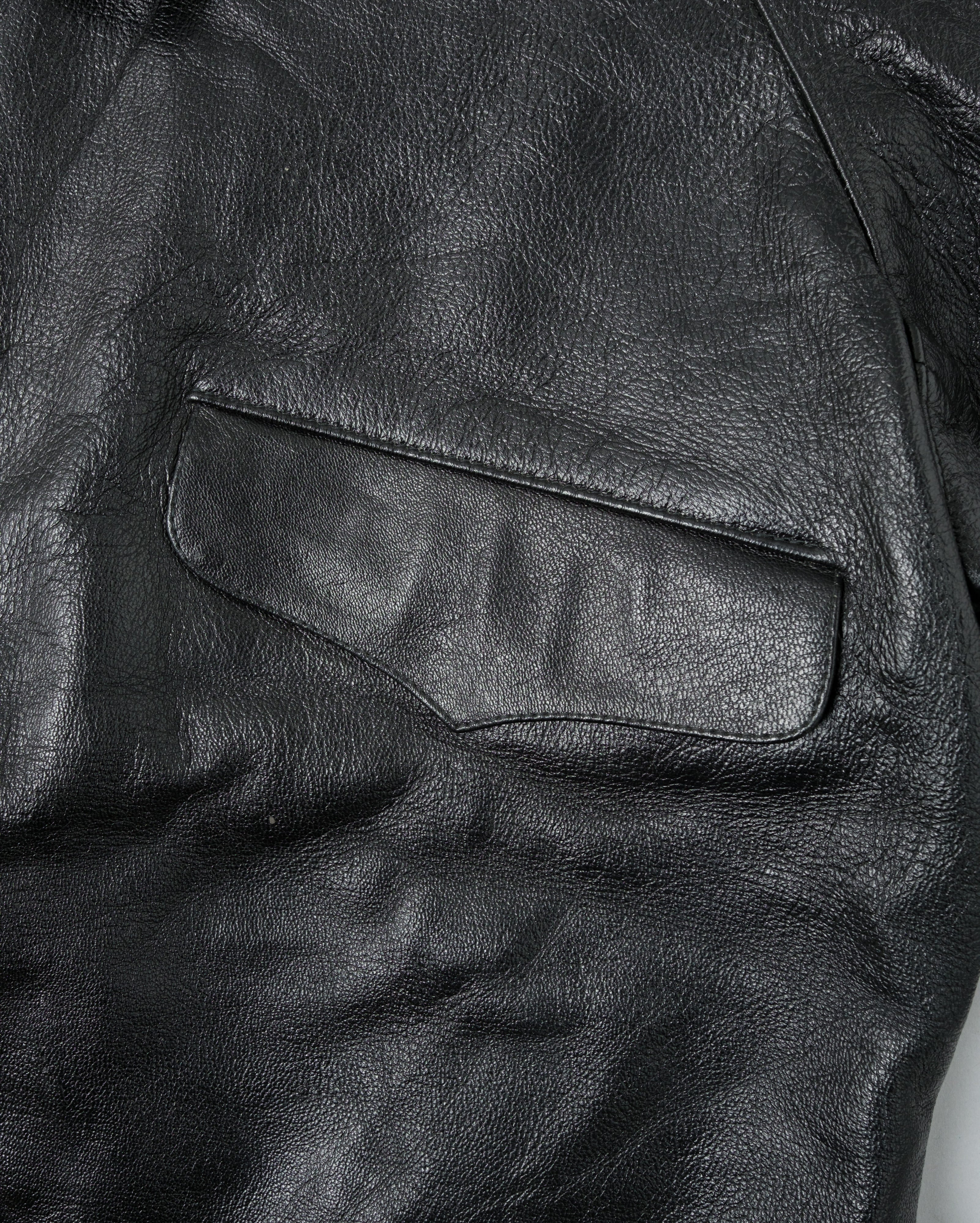 【~60’s】Italian Army Motorcycle Leather Jacket Size.2