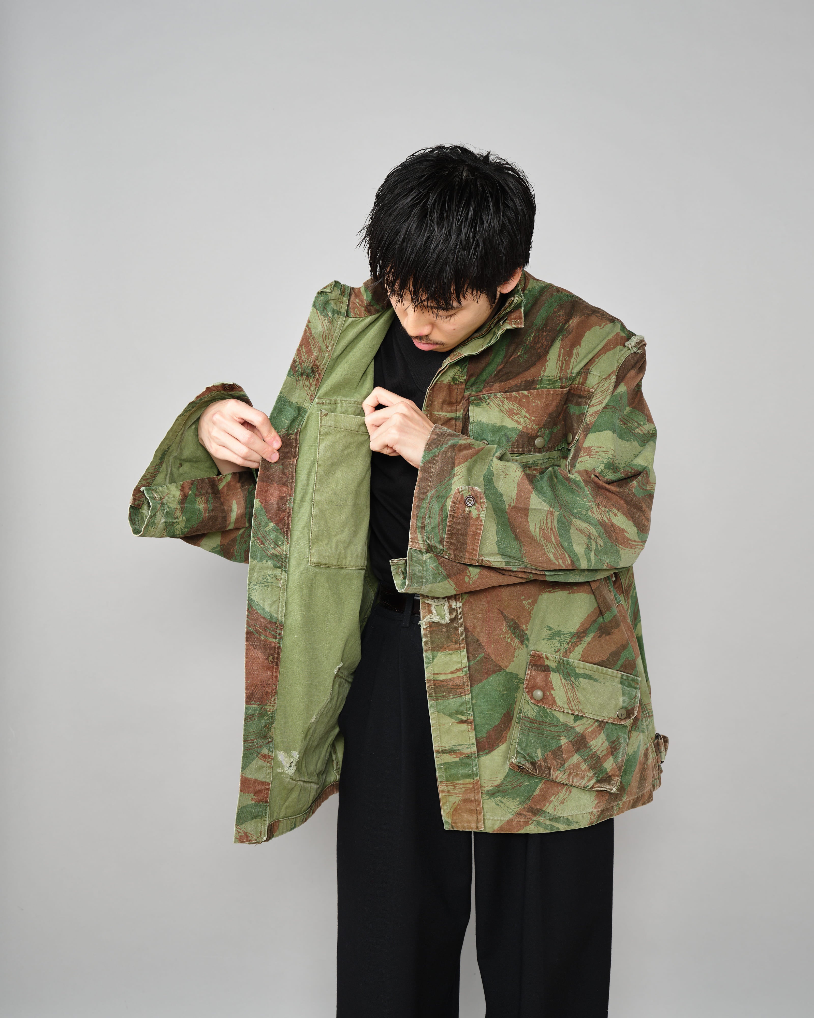 【~50's】French Army TAP47/54 Lizard Camouflage Paratrooper Jacket Size.32