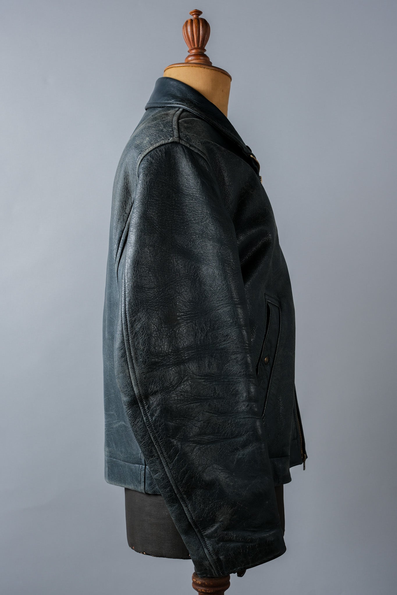 【~70's】French Air Force Pilot Leather Jacket Size.96M