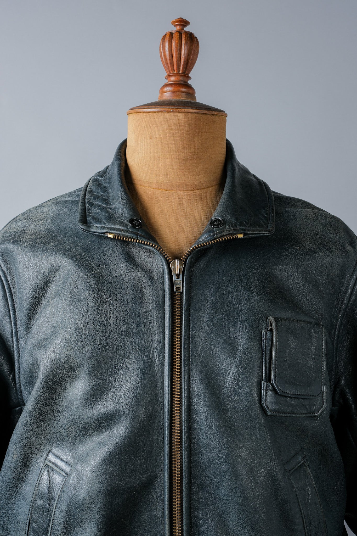 【~70's】French Air Force Pilot Leather Jacket Size.96M