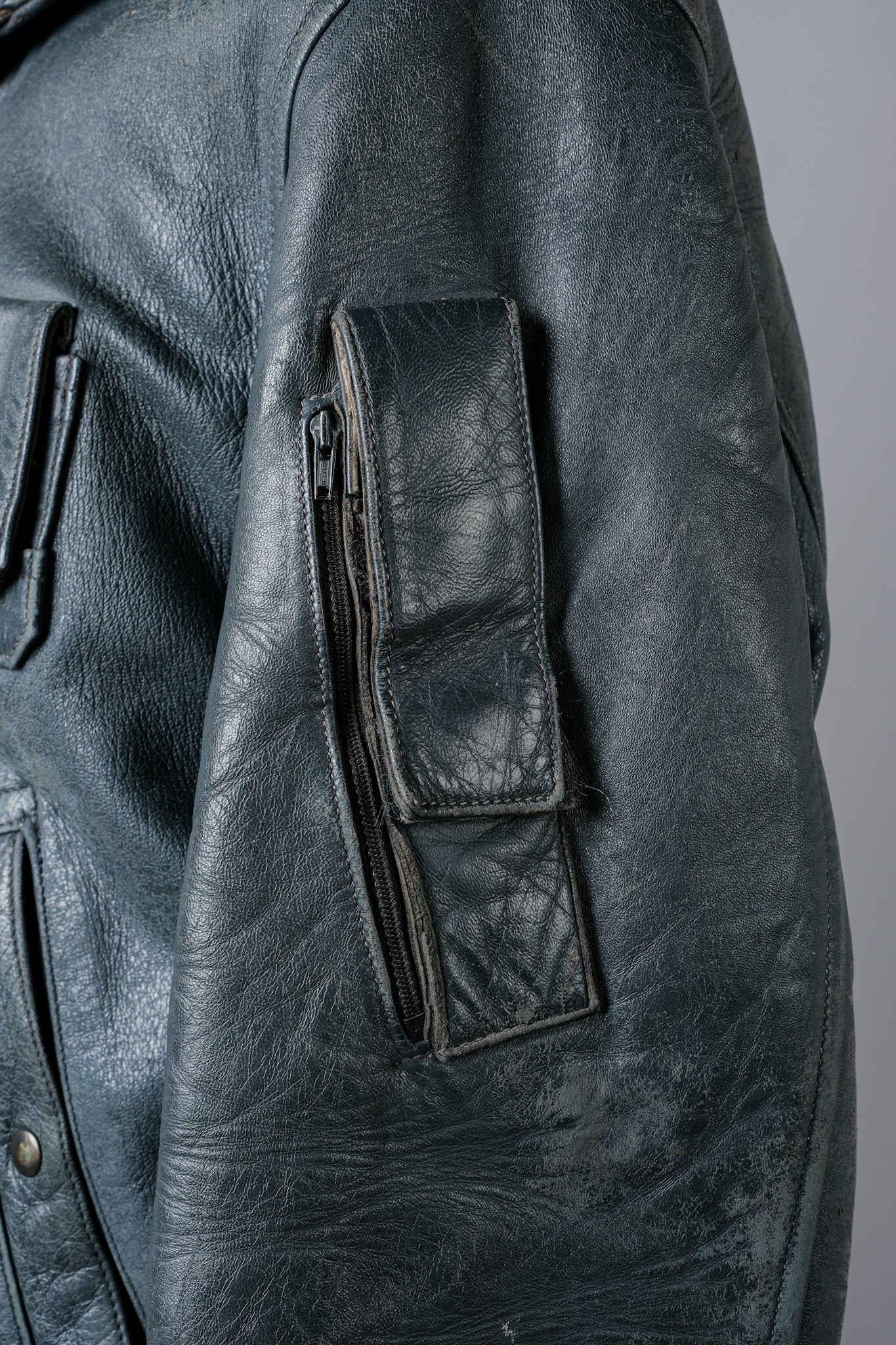 【~70's】French Air Force Pilot Leather Jacket Size.96M