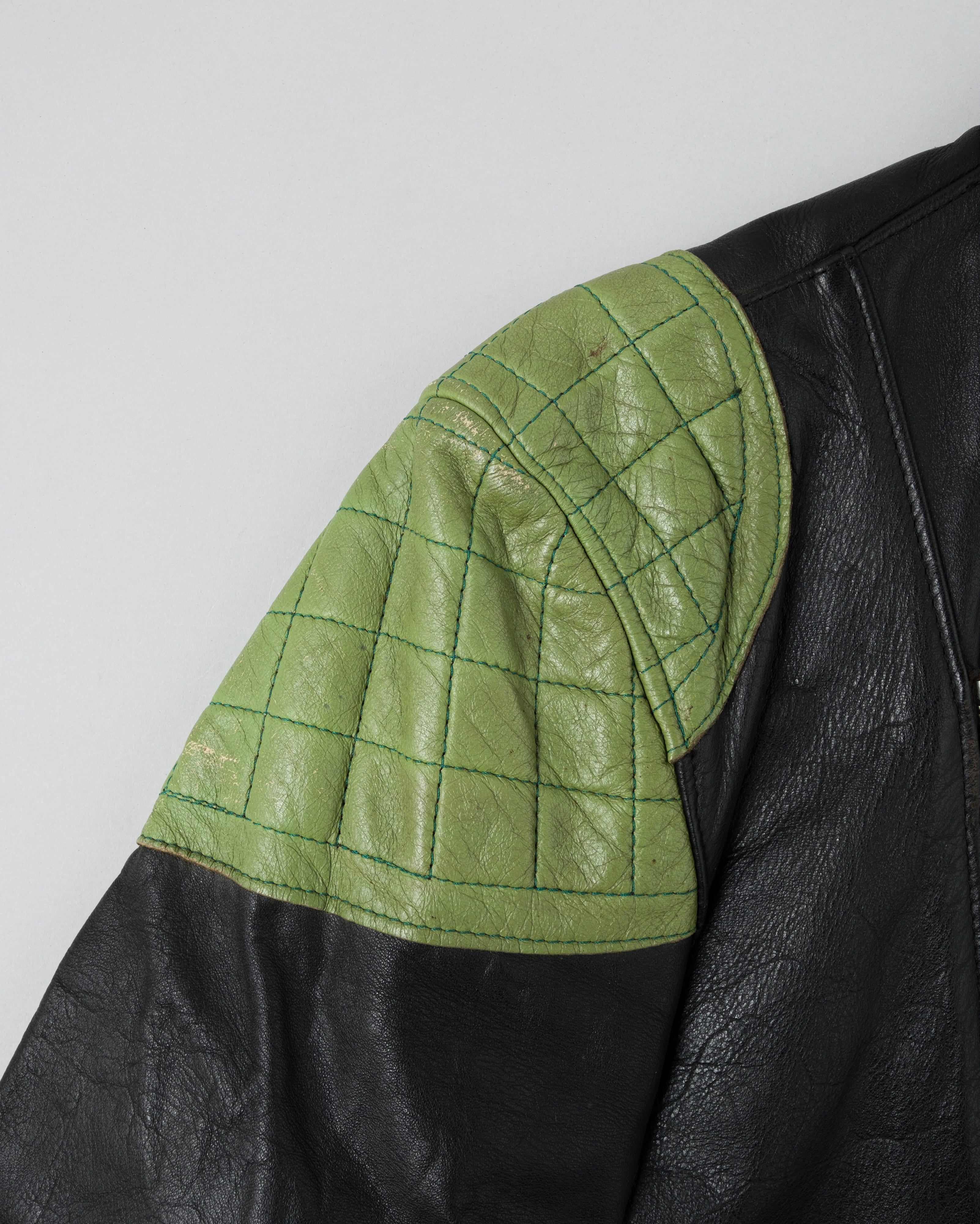 【~60's】French Vintage Switching Color Leather Riders Jacket Size.50 "Christophe"
