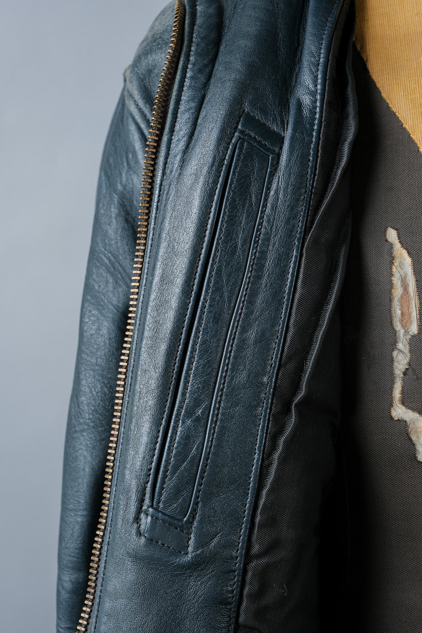 【~70's】French Air Force Pilot Leather Jacket Size.96M