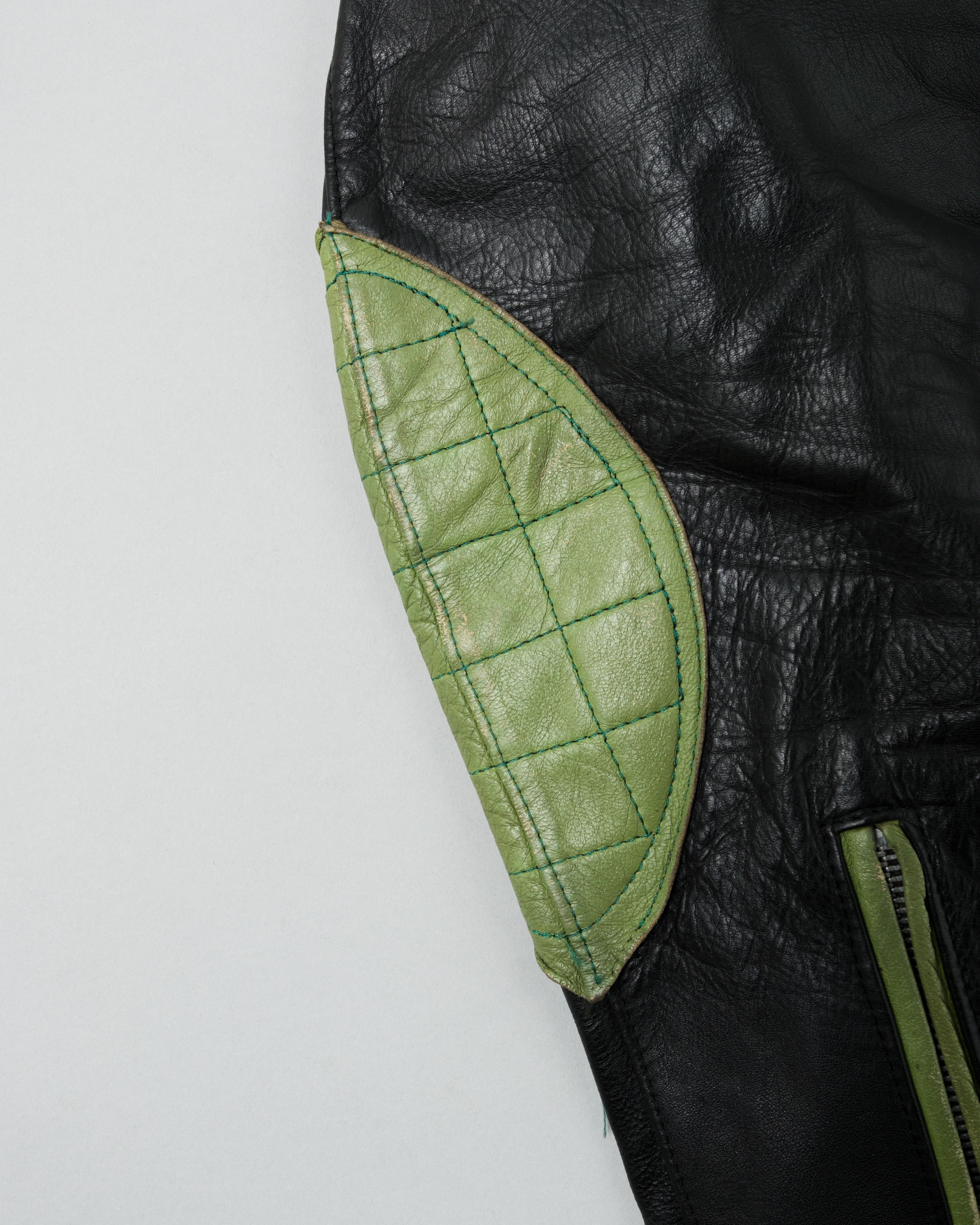 【~60's】French Vintage Switching Color Leather Riders Jacket Size.50 "Christophe"