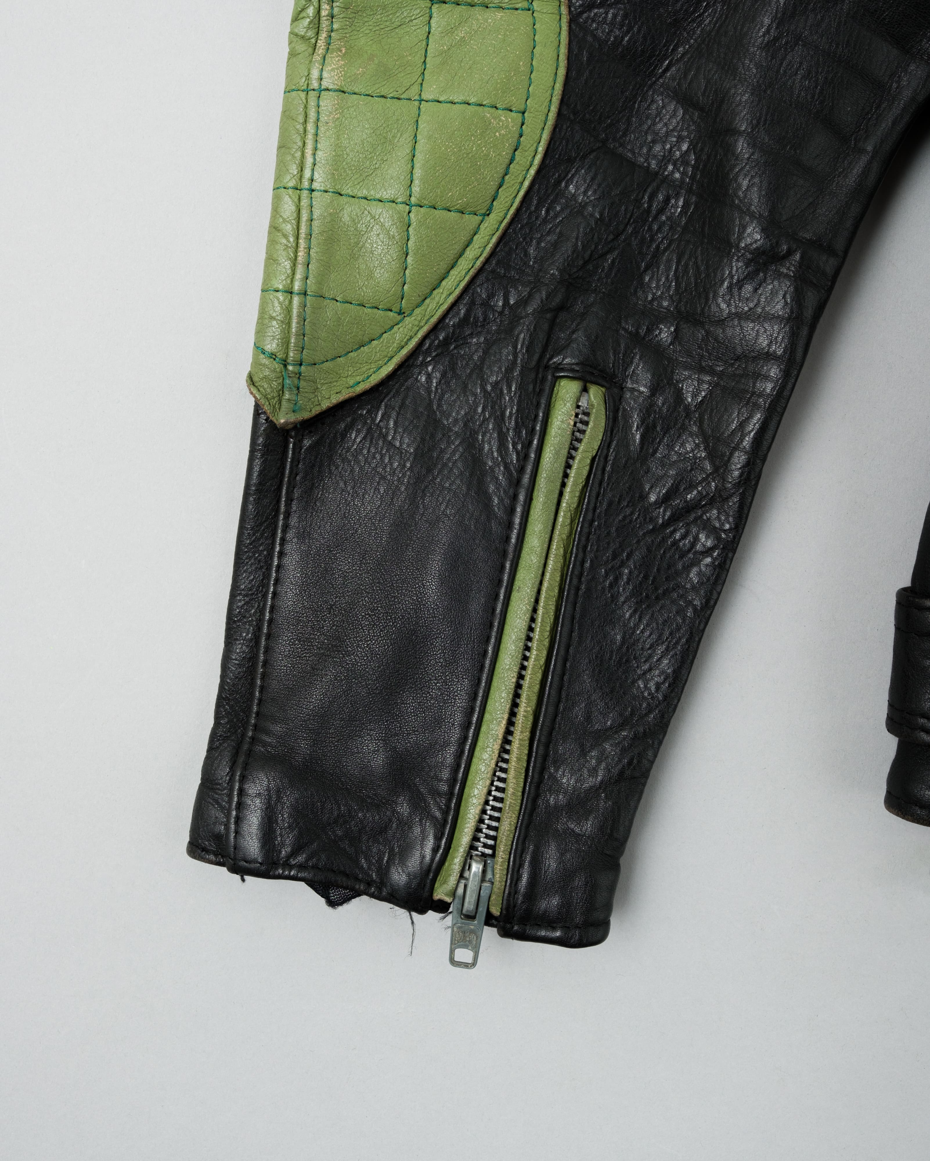 【~60's】French Vintage Switching Color Leather Riders Jacket Size.50 "Christophe"