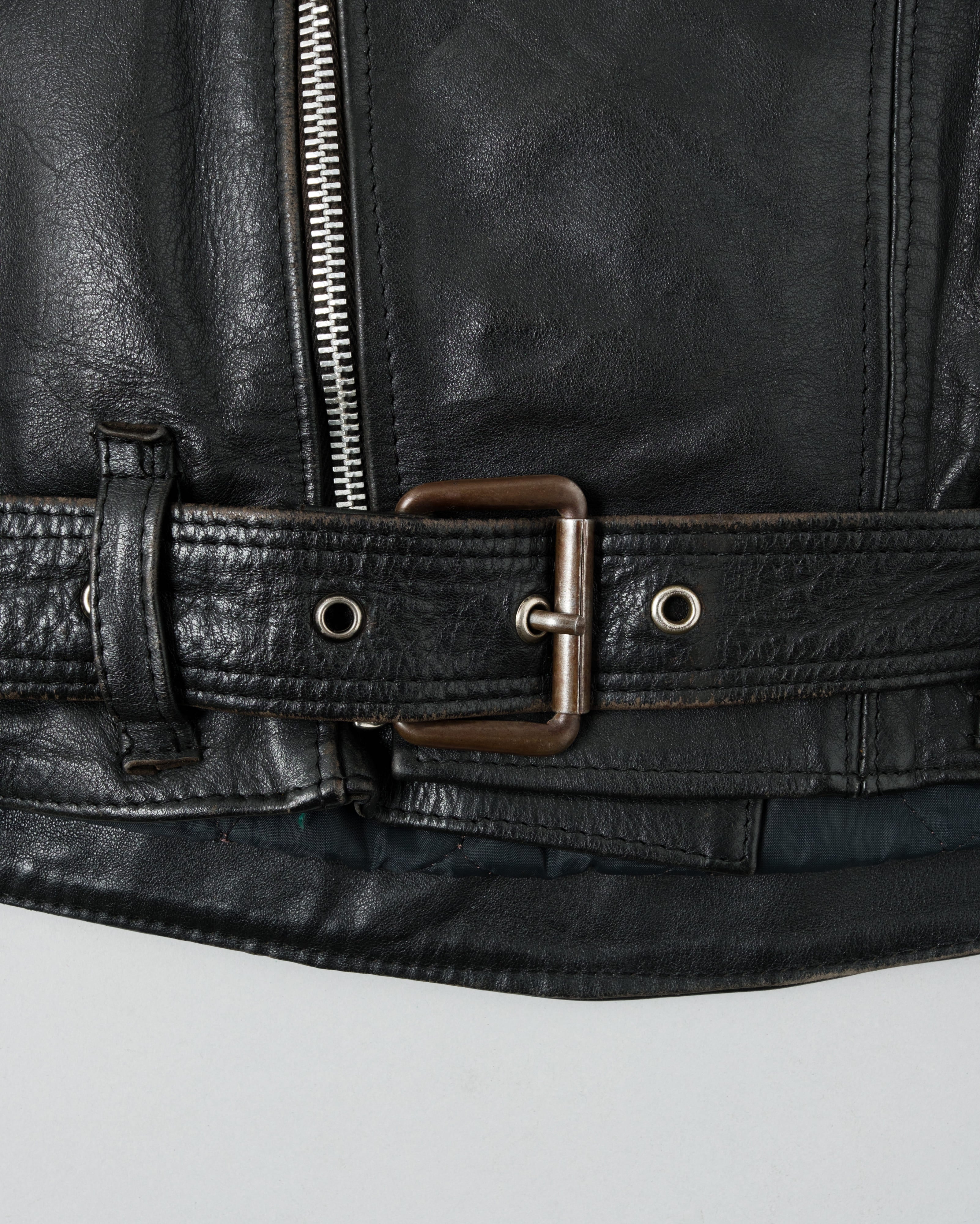 【~60's】French Vintage Switching Color Leather Riders Jacket Size.50 "Christophe"