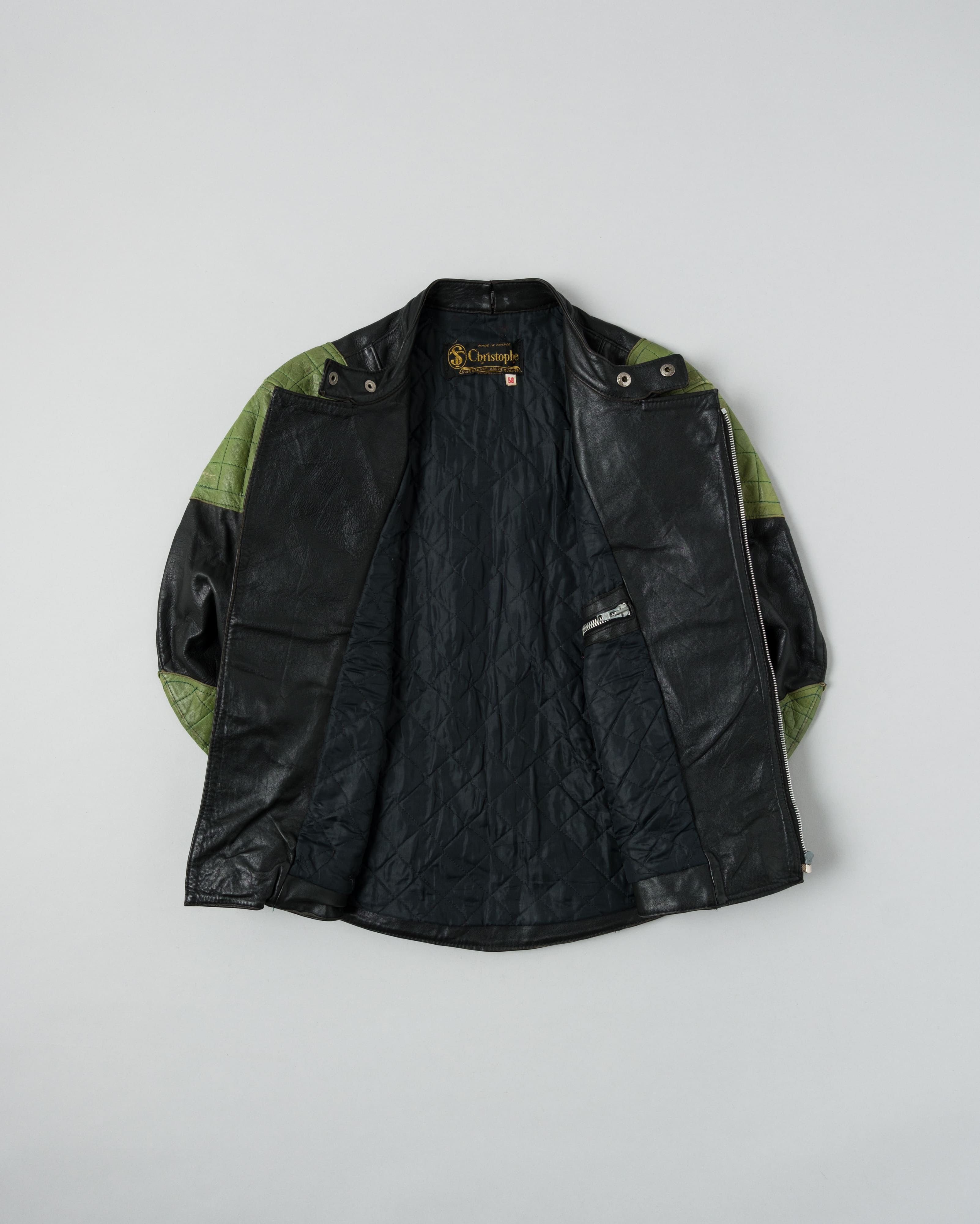 【~60's】French Vintage Switching Color Leather Riders Jacket Size.50 "Christophe"