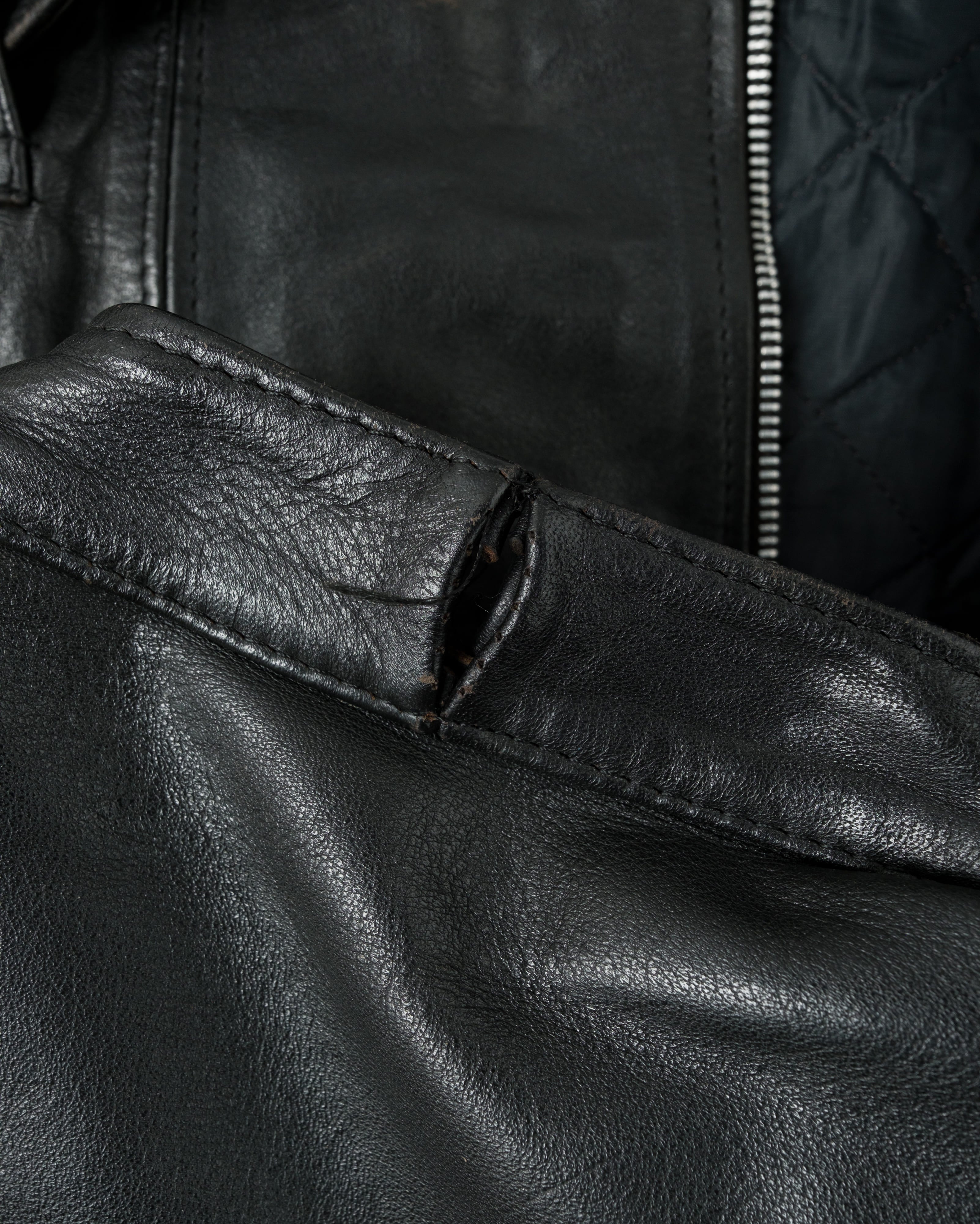 【~60's】French Vintage Switching Color Leather Riders Jacket Size.50 "Christophe"