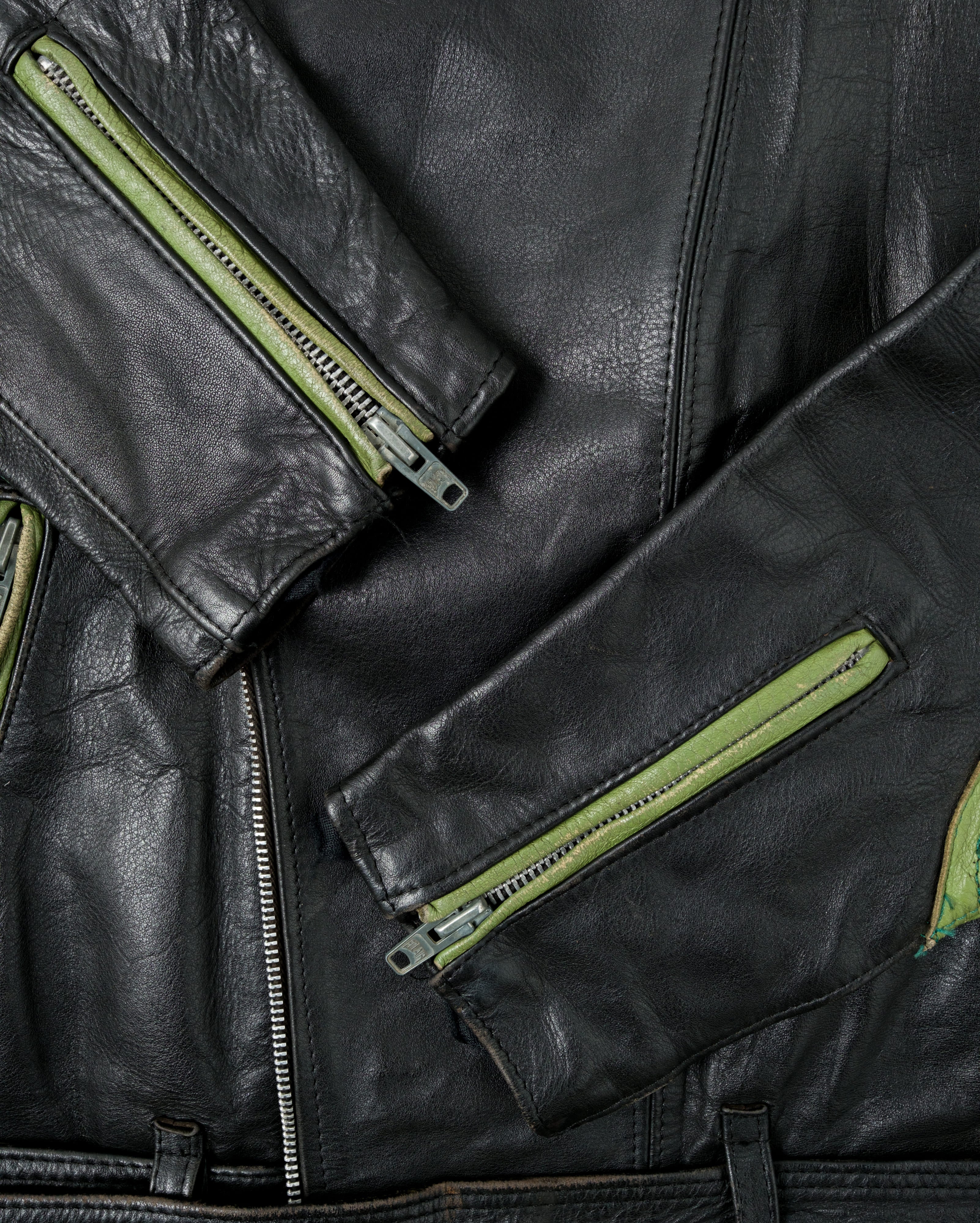 【~60's】French Vintage Switching Color Leather Riders Jacket Size.50 "Christophe"