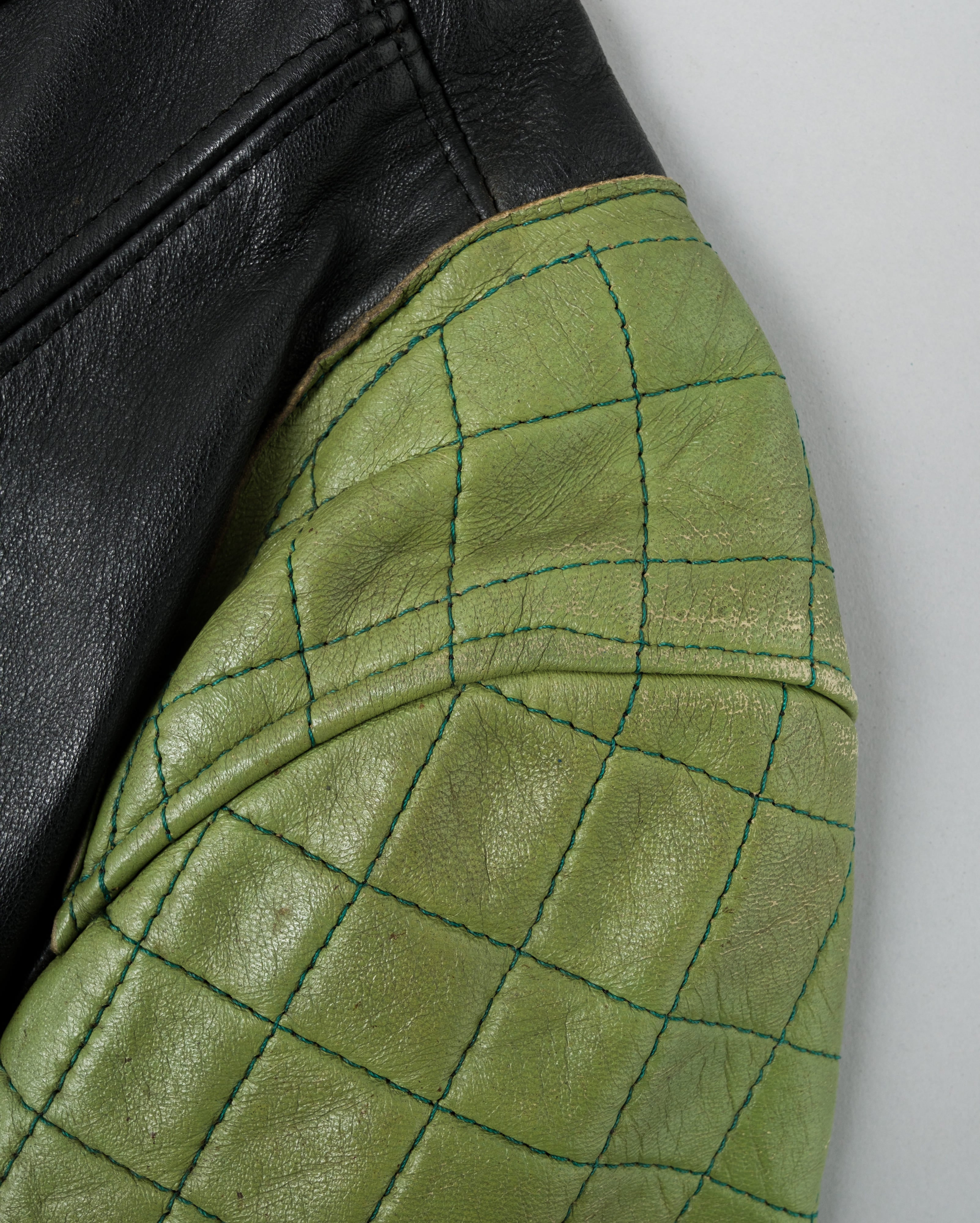 【~60's】French Vintage Switching Color Leather Riders Jacket Size.50 "Christophe"