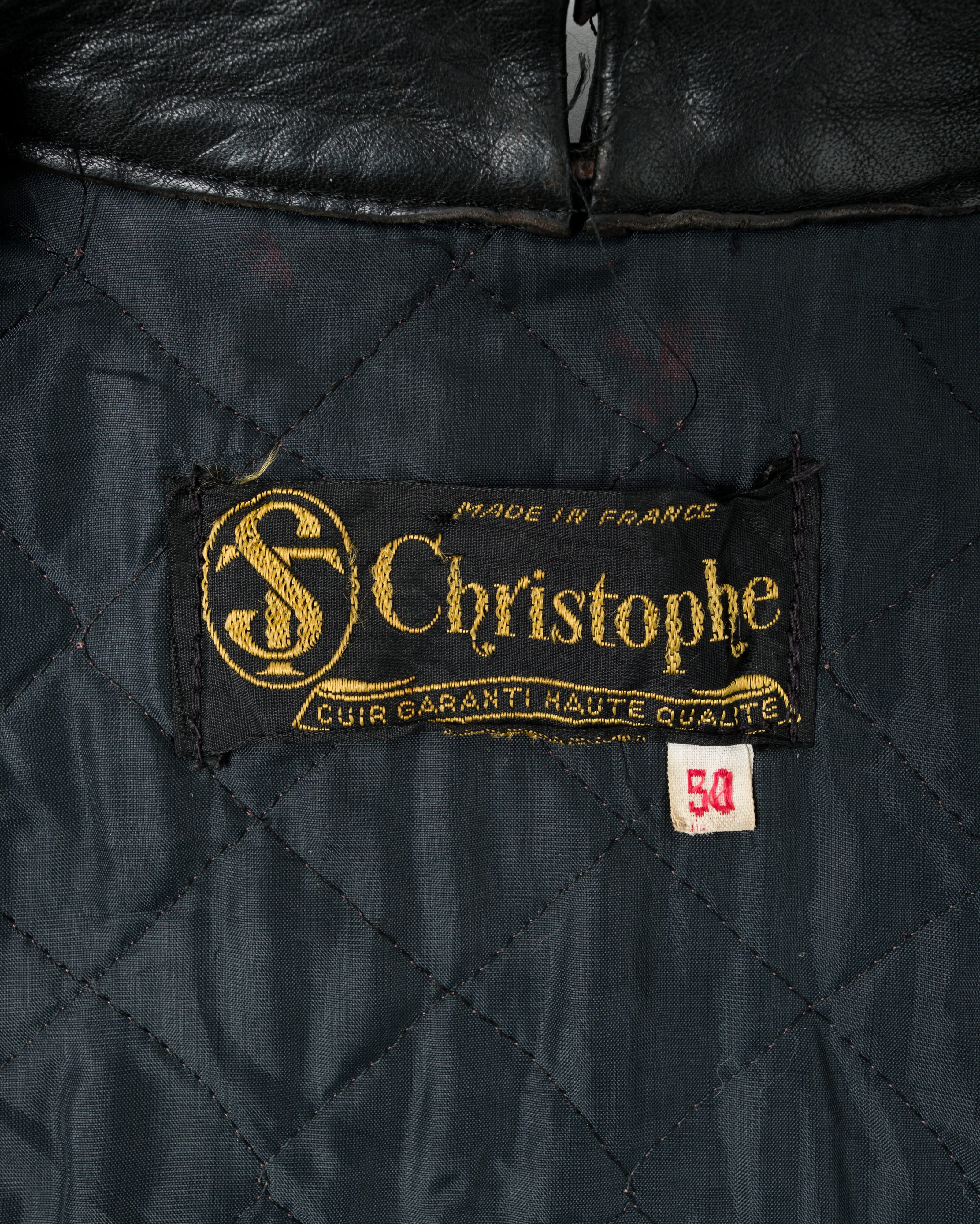 【~60's】French Vintage Switching Color Leather Riders Jacket Size.50 "Christophe"