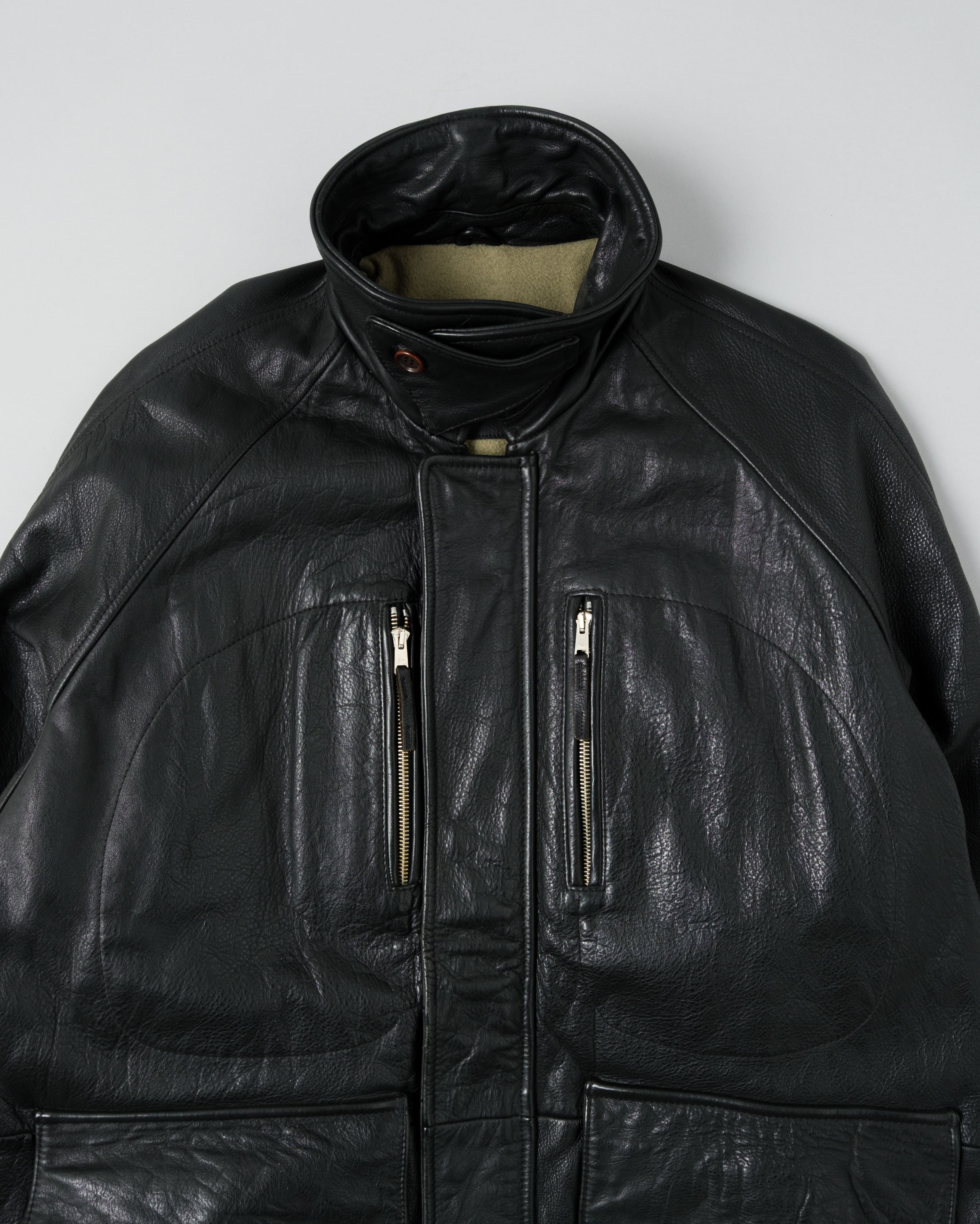 【~90's】Old BONEVILLE Raglan Sleeve D-pocket Leather Jacket