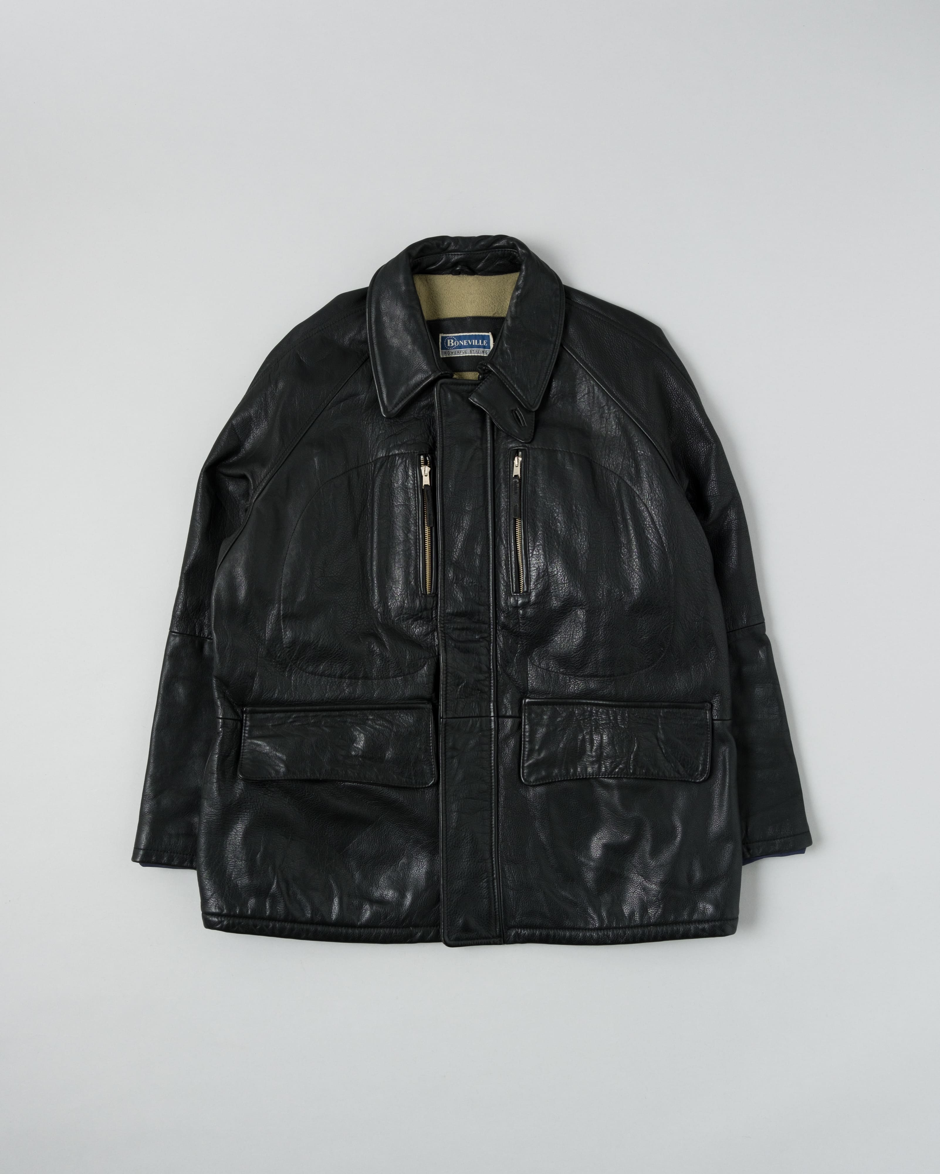 【~90's】Old BONEVILLE Raglan Sleeve D-pocket Leather Jacket