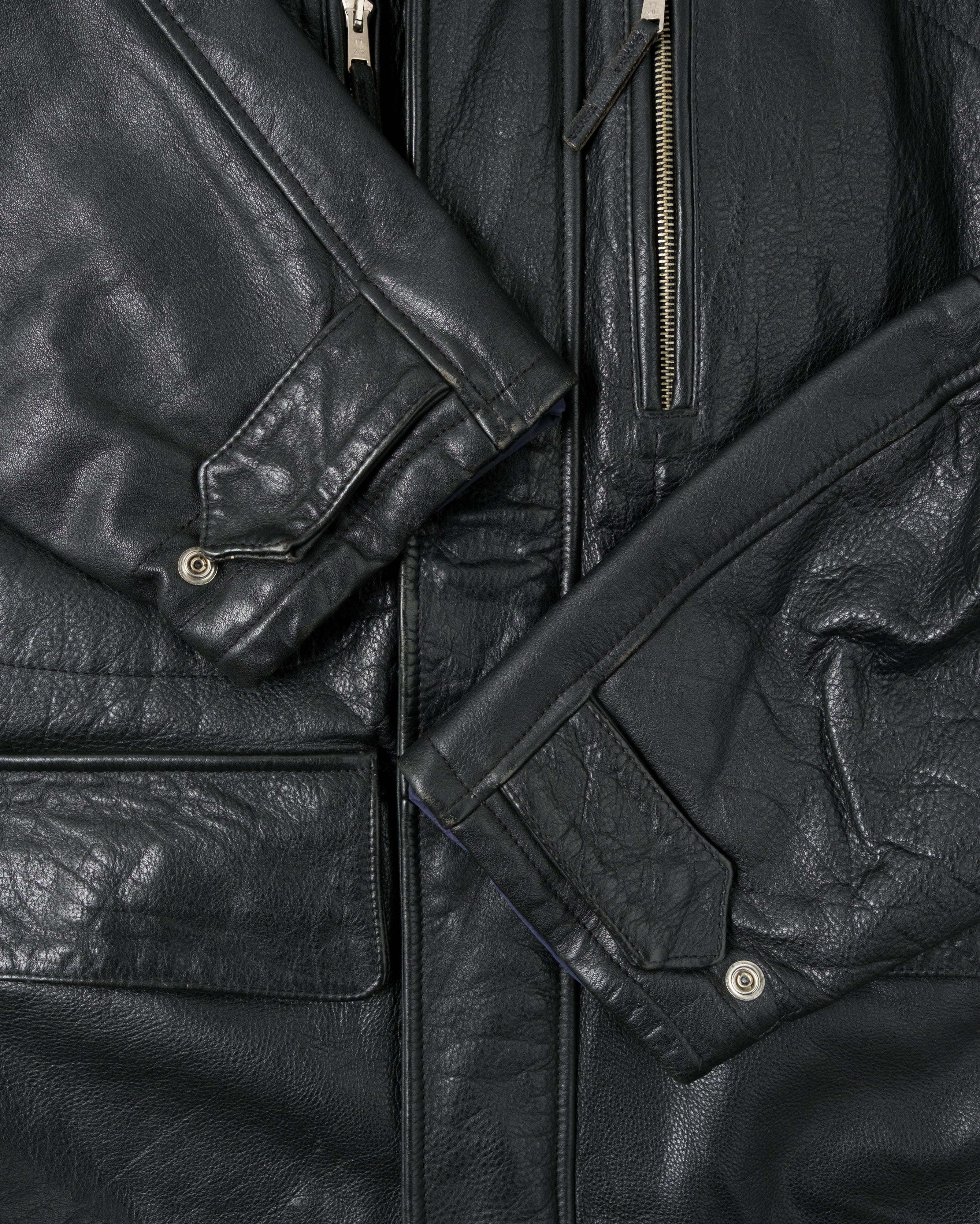 【~90's】Old BONEVILLE Raglan Sleeve D-pocket Leather Jacket