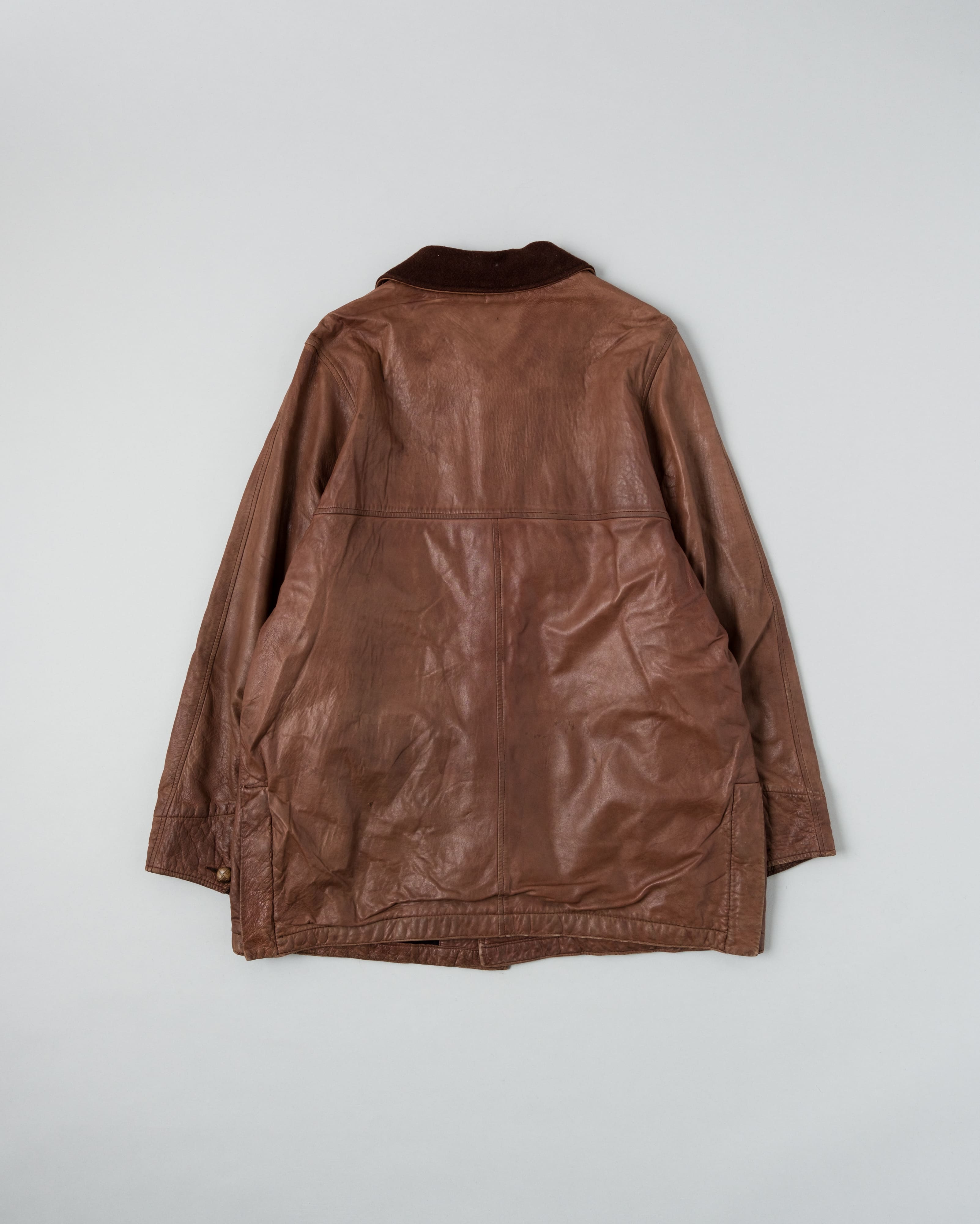【87AW】Old C.P.Company Brown Leather 4 Pockets Jacket Size.48